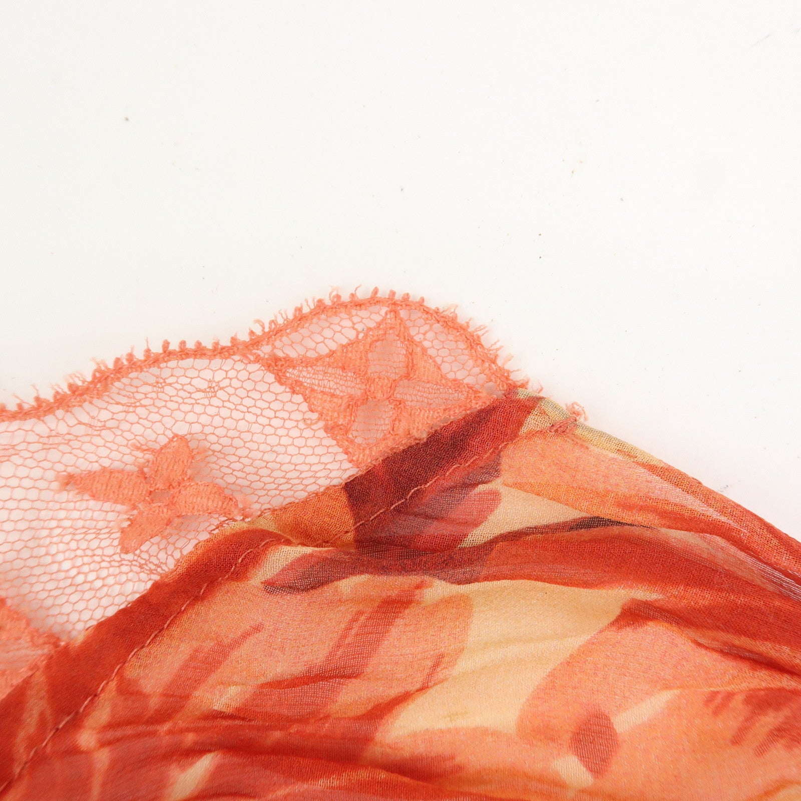 Louis Vuitton Monogram Silk Cotton Nylon Scarf Flower Print Orange