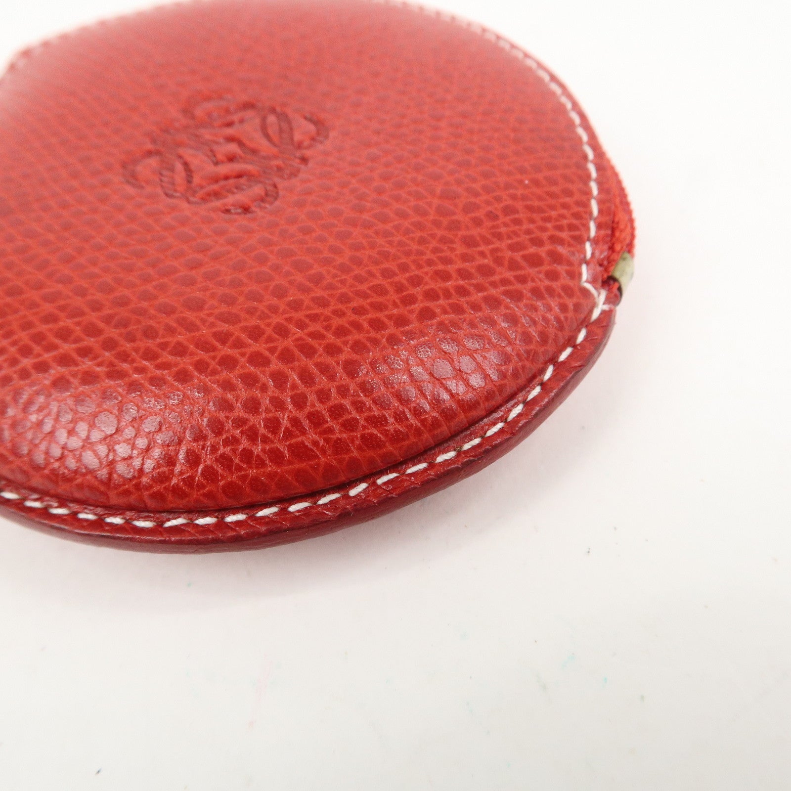 LOEWE Set of 2 Leather Suede Coin Case Red Brown