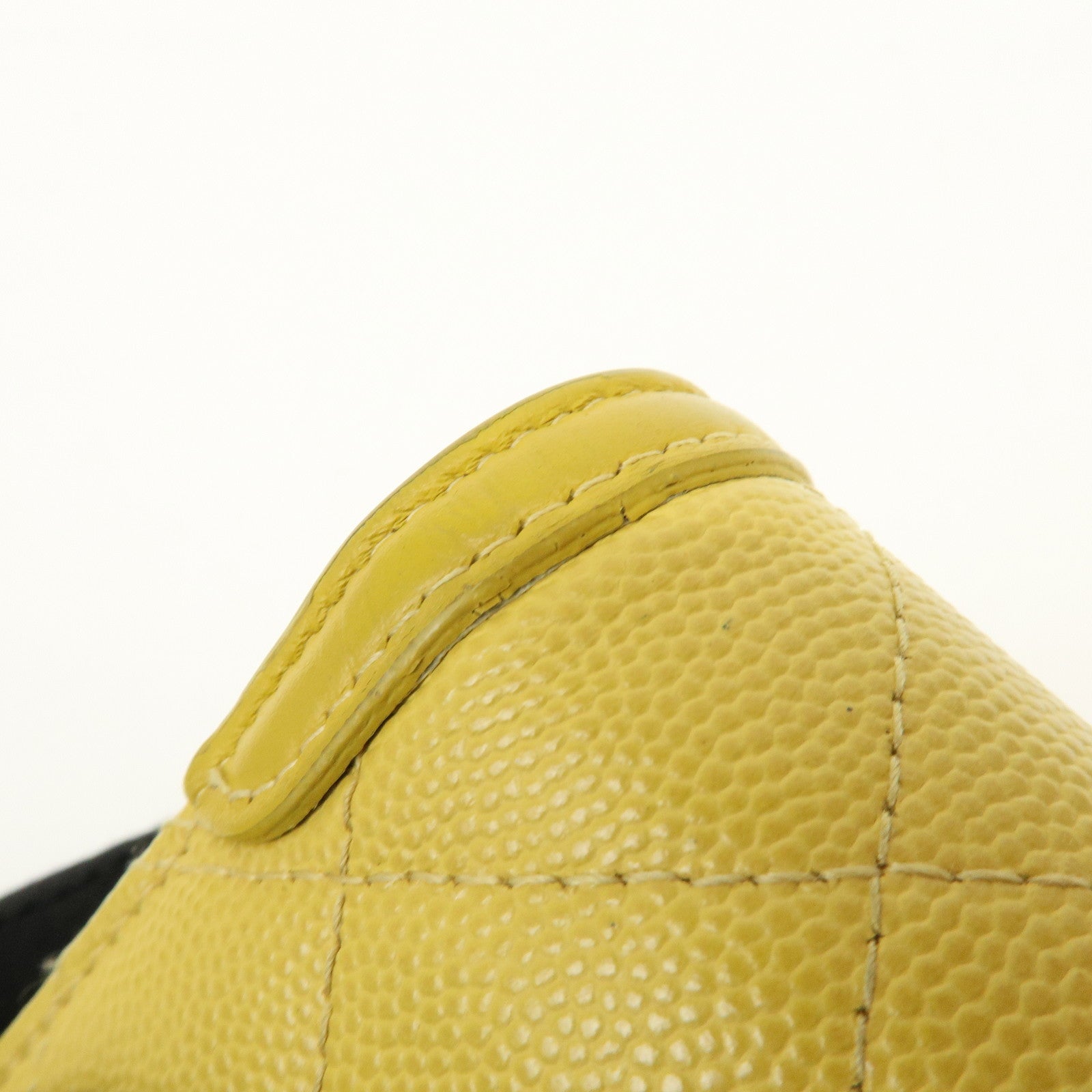 CHANEL CC Filigree Caviarskin Leather Long Wallet Yellow A84448