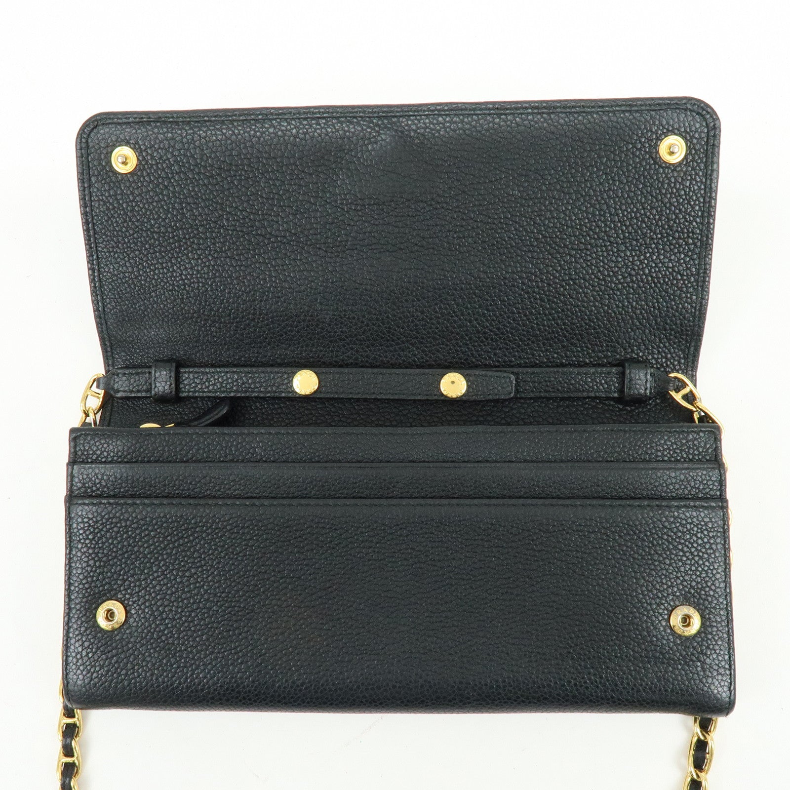 PRADA Saffiano Leather Chain Wallet Shoulder Bag Black 1M1290