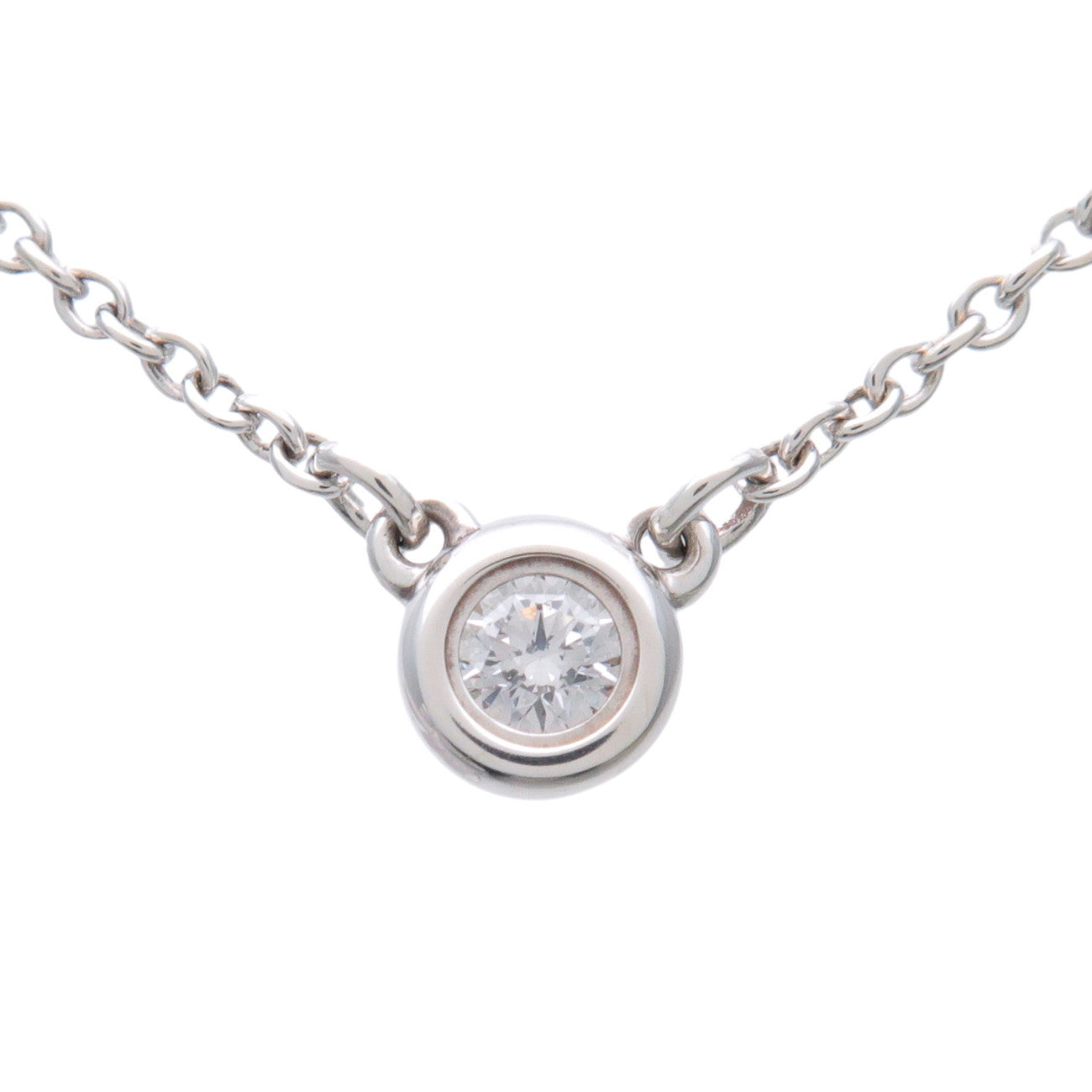 Tiffany & Co By The Yard 1P Diamond Necklace SV925 Silver