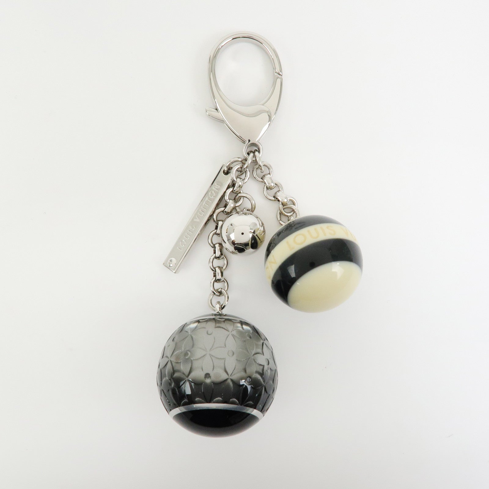 Louis Vuitton Metal Bag Charm Key Holder Black White M65701