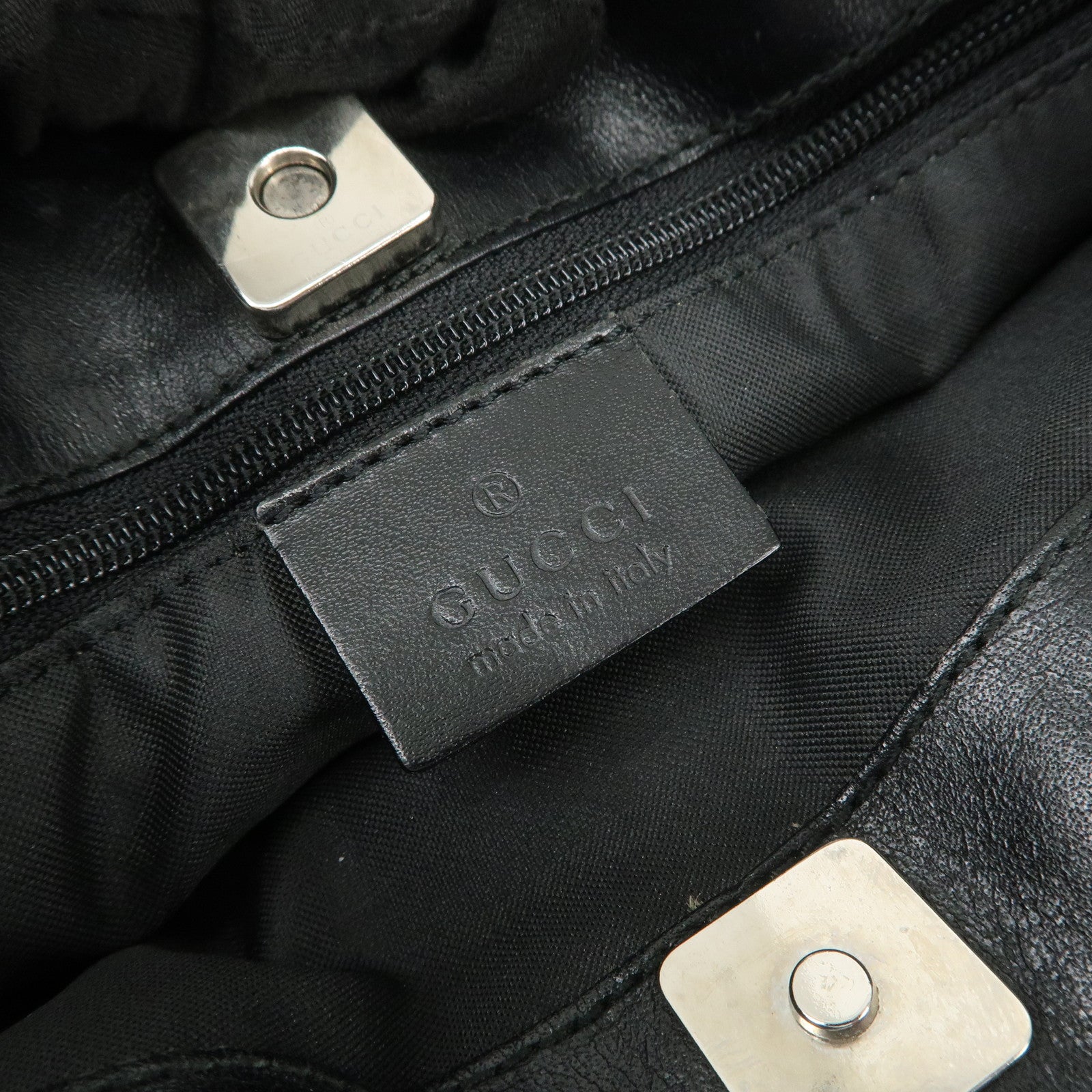 GUCCI GG Canvas Leather Hand Bag Shoulder Bag Dark Brown 002・1075