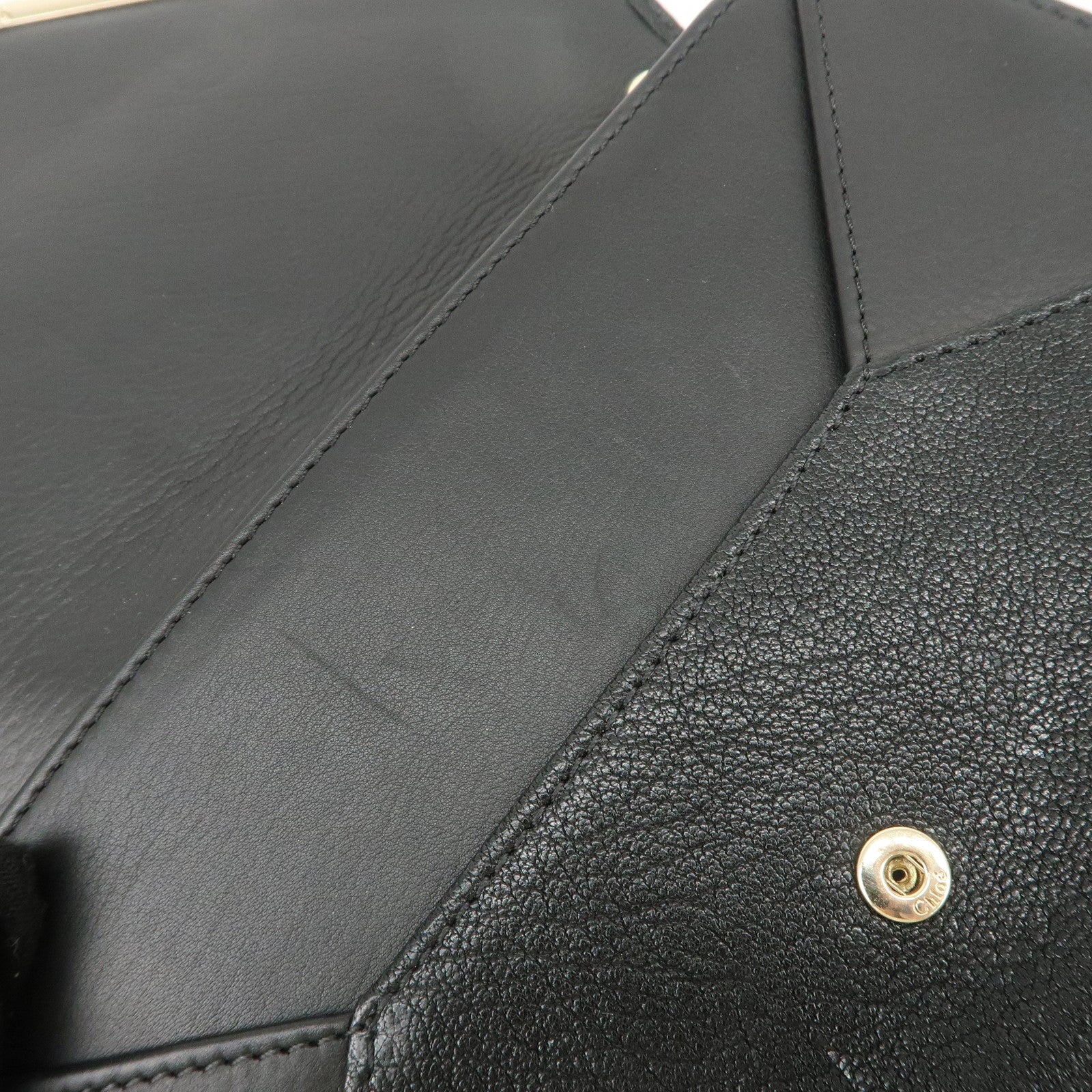 Chloe Leather Chain Shoulder Bag Black Gold Hardware Used