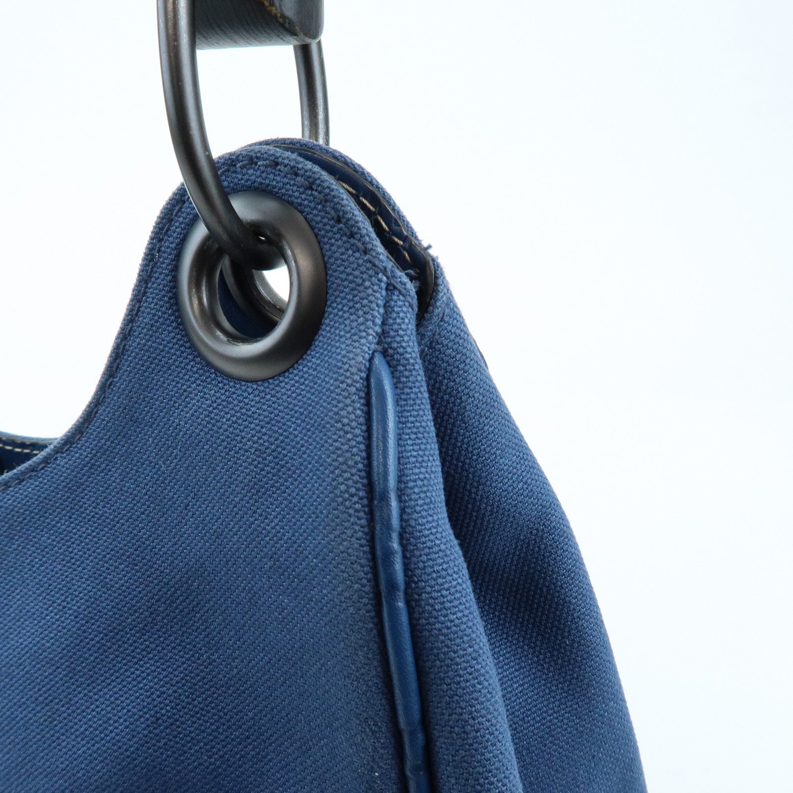 GUCCI Canvas Guccissima Leather Wood Shoulder Bag Blue 257265