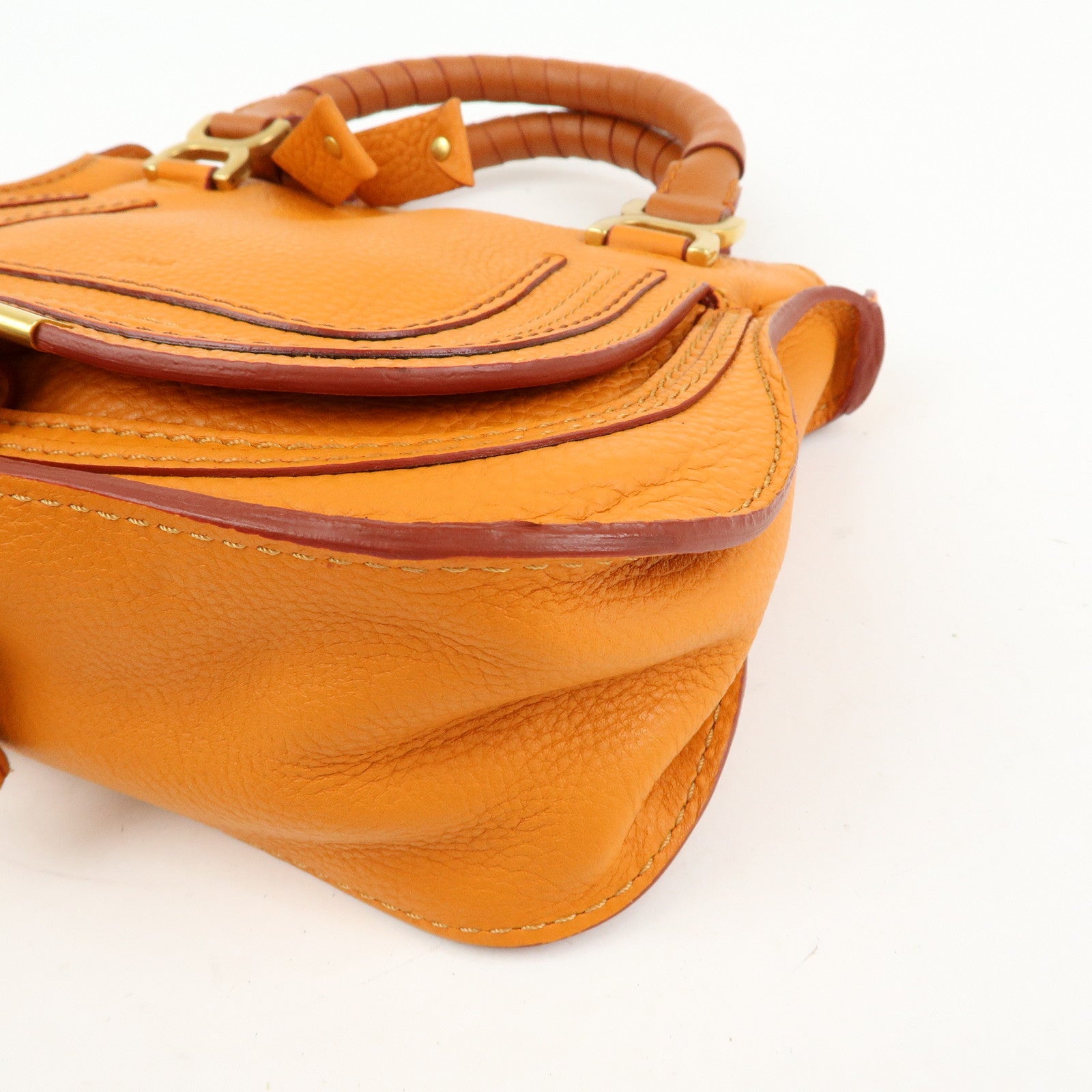 Chloe Marcy Leather 2Way Bag Hand Bag Shoulder Bag Orange