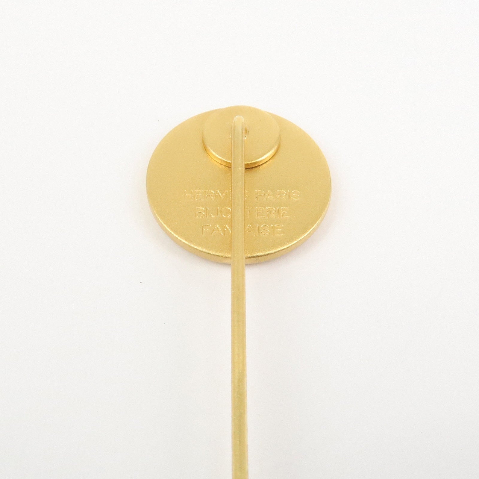 HERMES Sellier Pin Brooch Metal Gold
