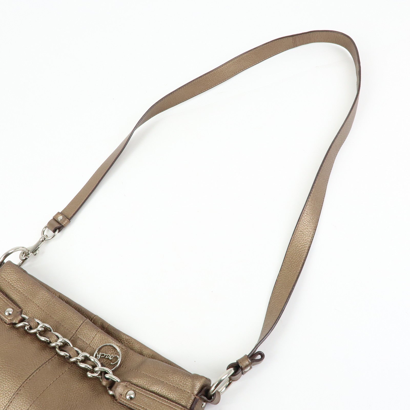 COACH Set of 2 Canvas Leather Shoulder Bag Brown Bronze