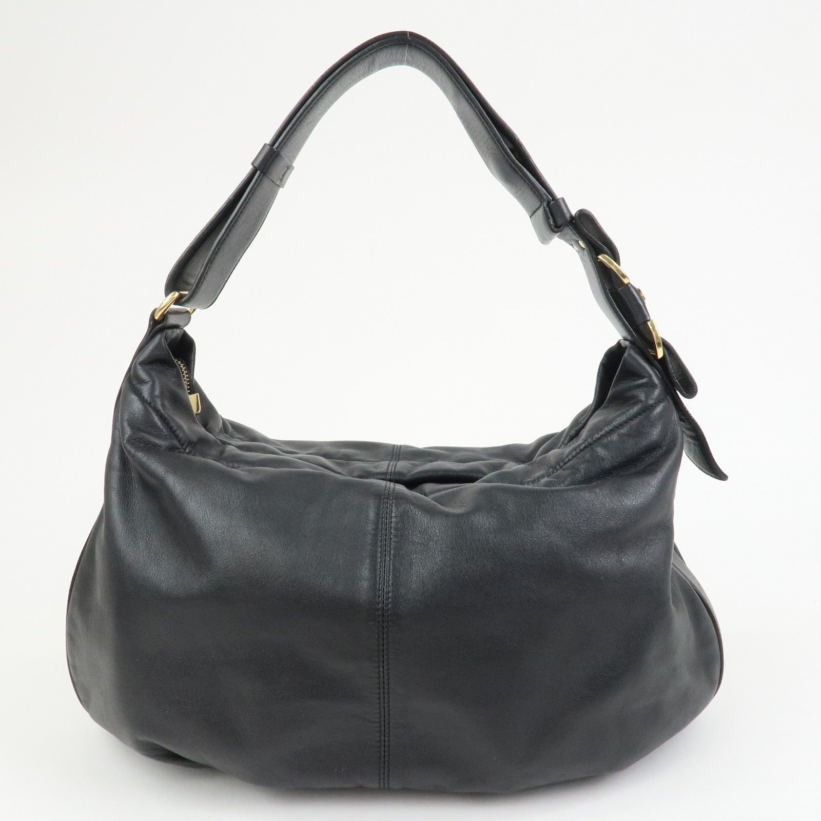 Ferragamo Vara Ribbon Leather Shoulder Bag Hand Bag Black