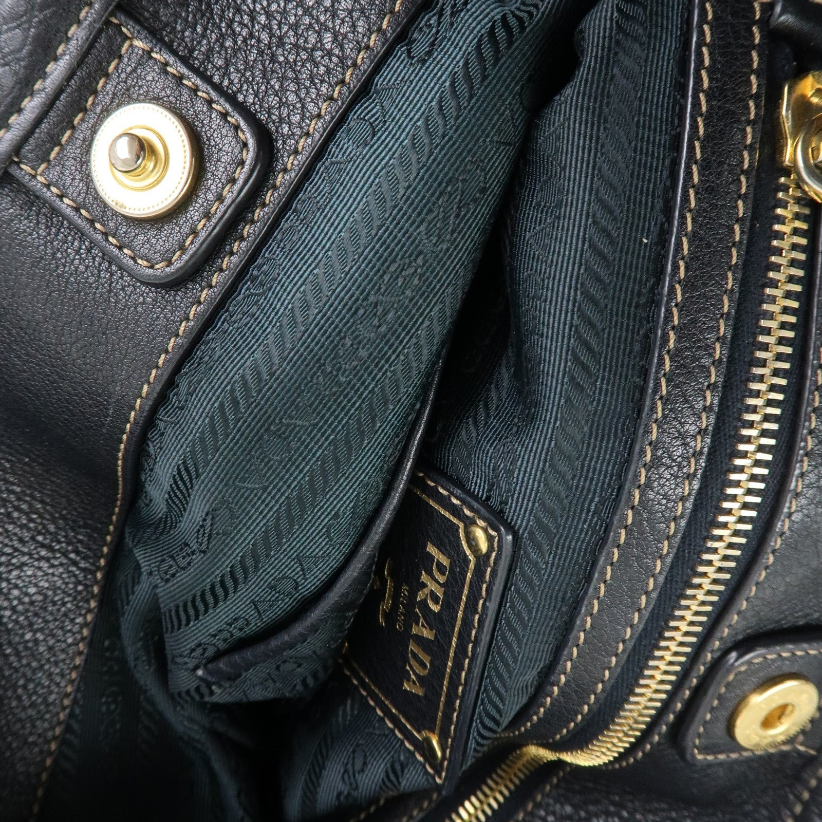 PRADA Logo Nylon Leather 2Way Bag Shoulder Bag Hand Bag Navy BR4420