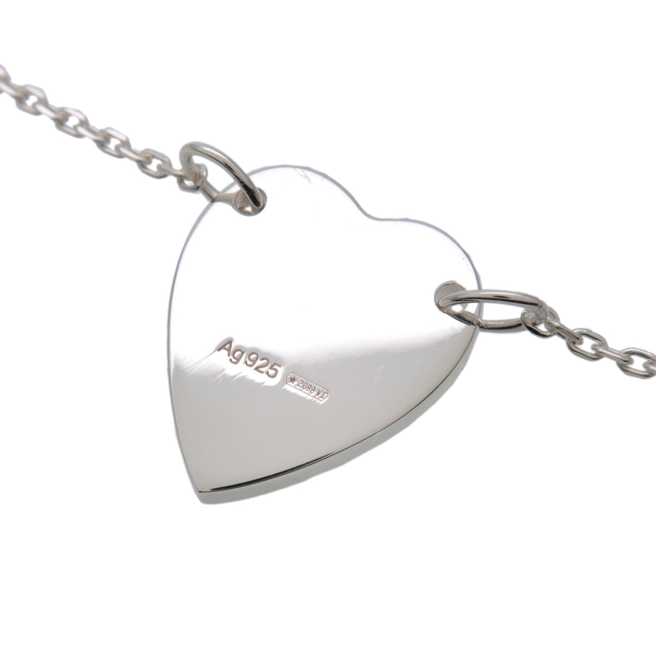 GUCCI Heart Plate Bracelet 17 Engraved SV925 Silver 223513