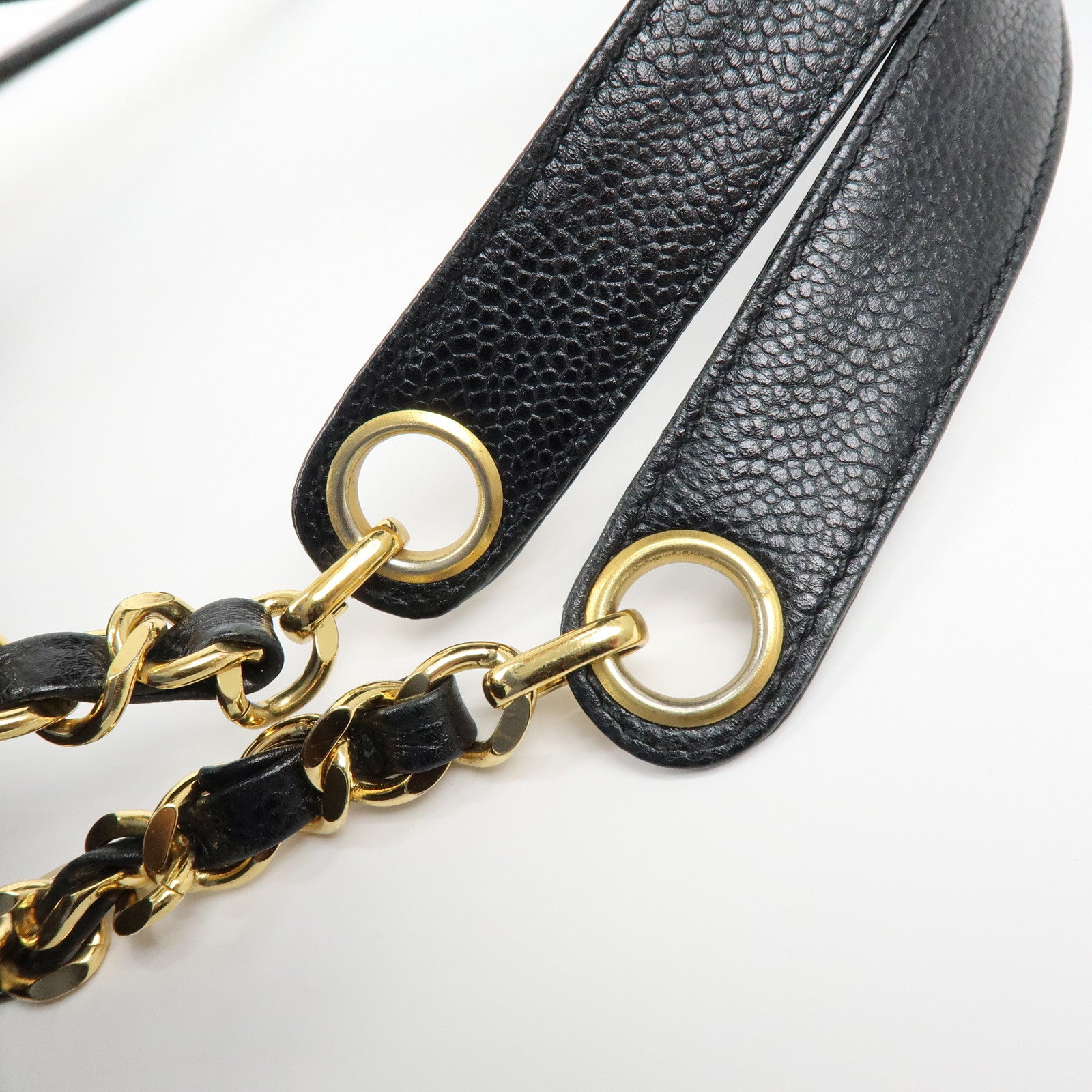 CHANEL Triple COCO Cavairskin Chain Shoulder Bag Tote Bag Black