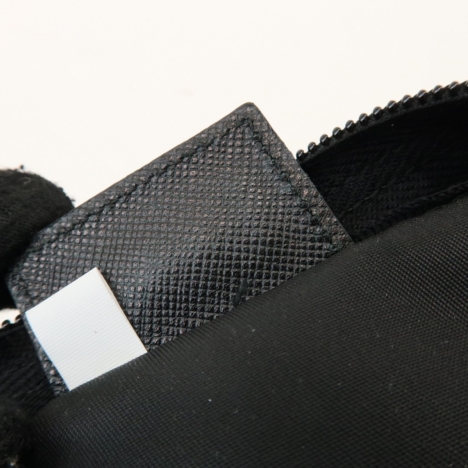 PRADA Triangle Logo Nylon Saffiano Leather Pouch Black 1NA393