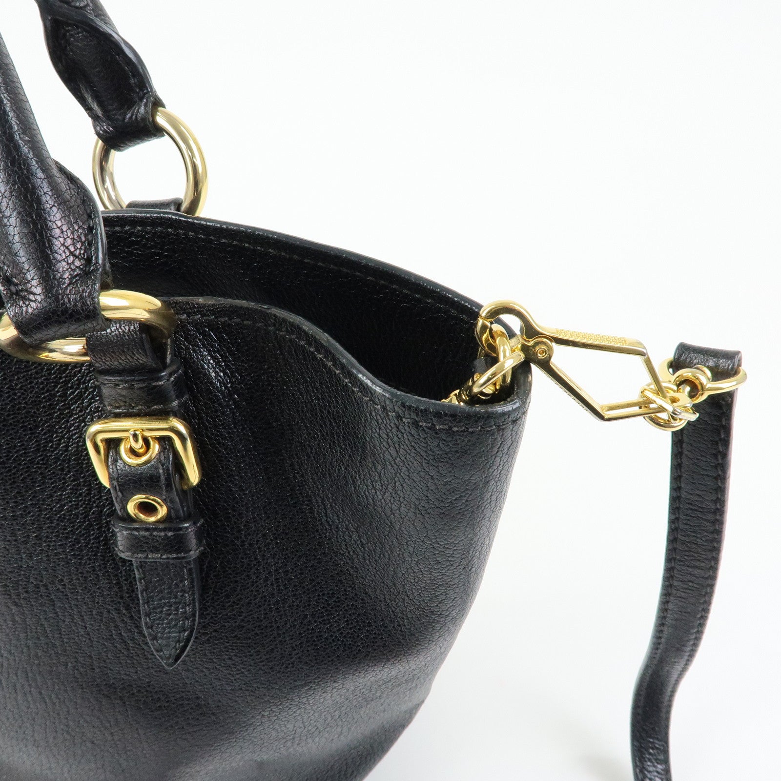 MIU MIU Madras Leather 2Way Bag Hand Bag Shoulder Bag Black