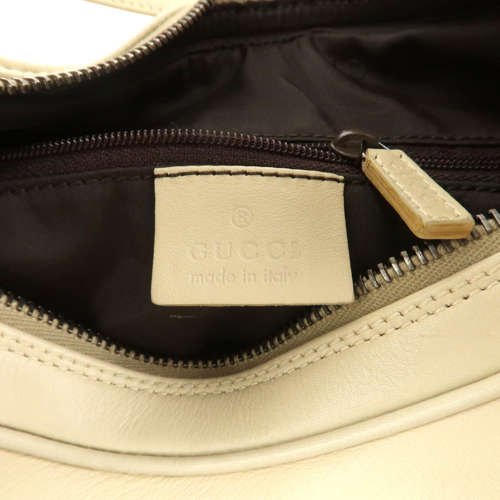 GUCCI Leather Shoulder Bag Ivory 001.3315