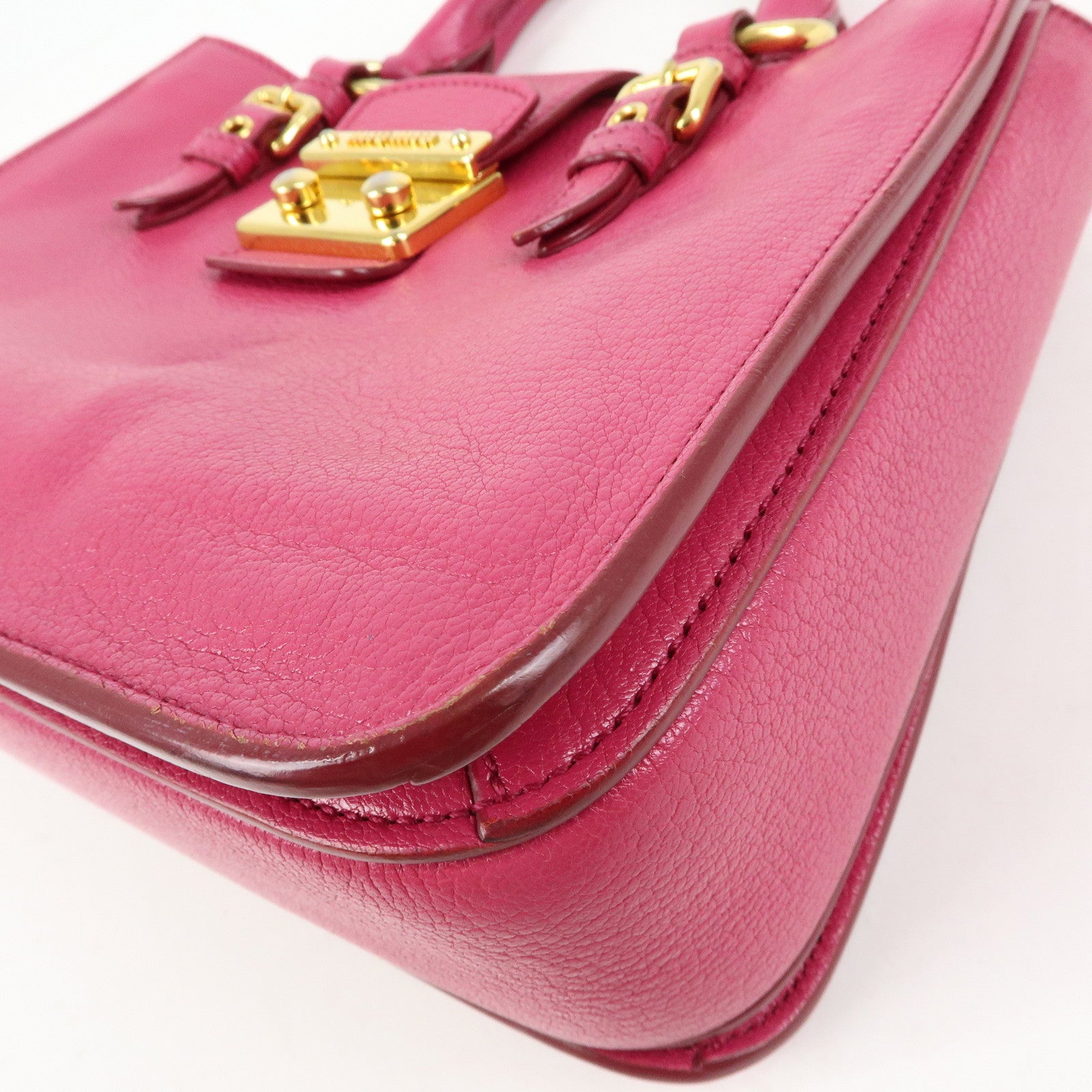 MIU MIU Madras Leather 2Way Bag Hand Bag Shoulder Bag Pink