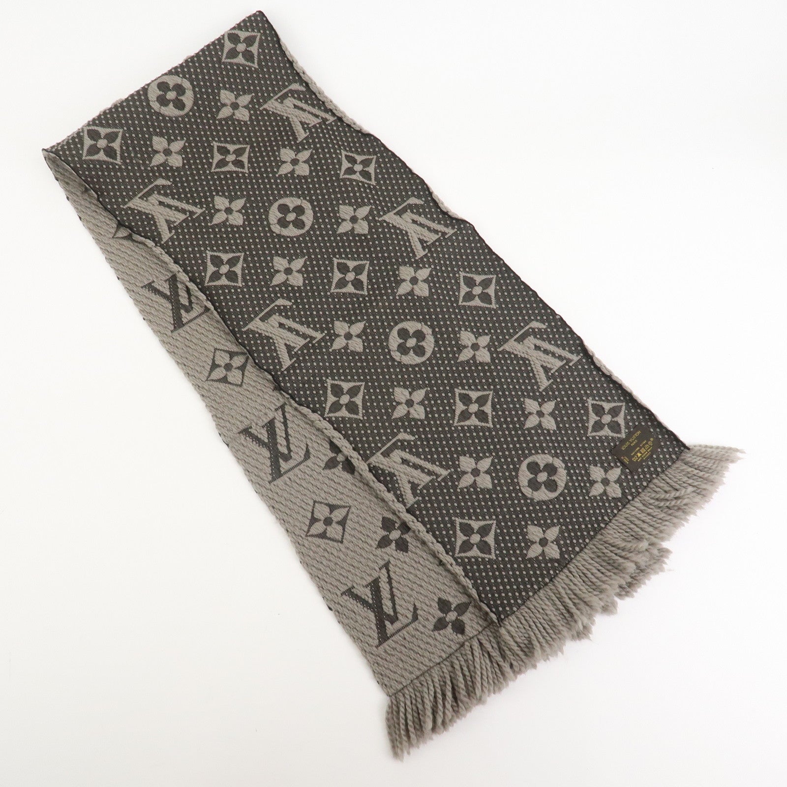 Louis Vuitton Echarpe Logomania Wool Silk Scarf Gray 413287