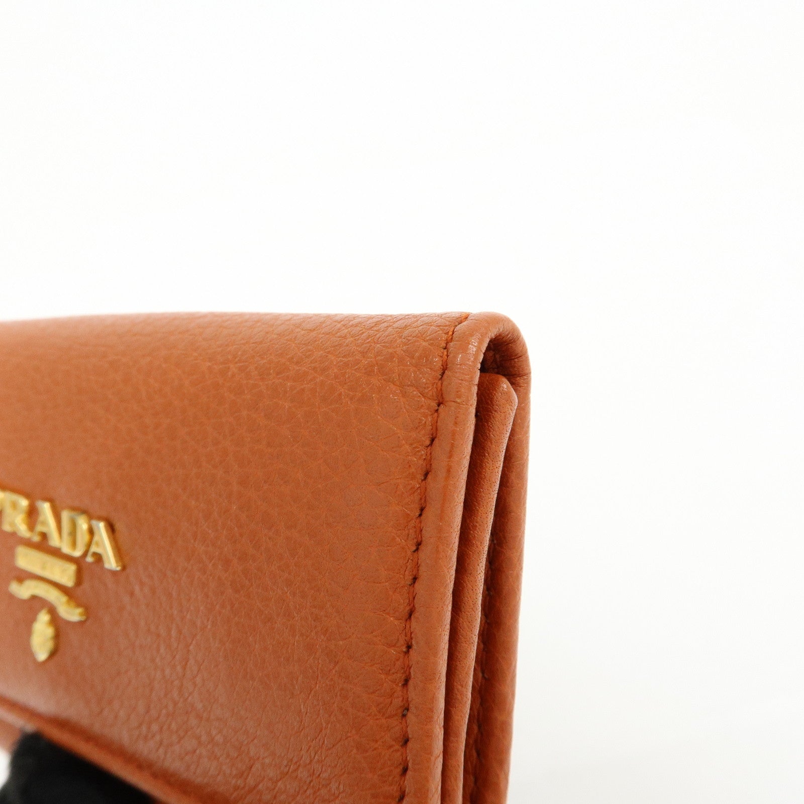 PRADA Leather Key Case Key Chain Key Holder Orange