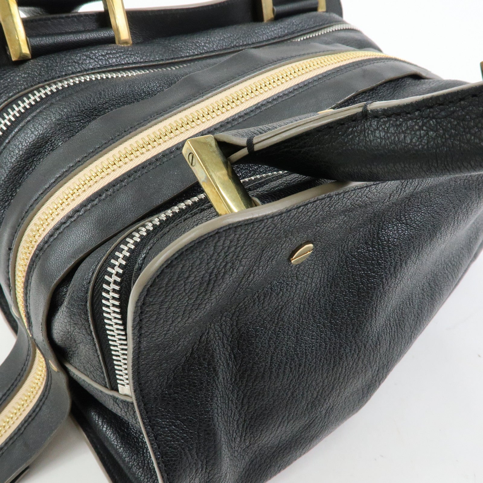 Chloe Dalston Leather Boston Bag Hand Bag Black