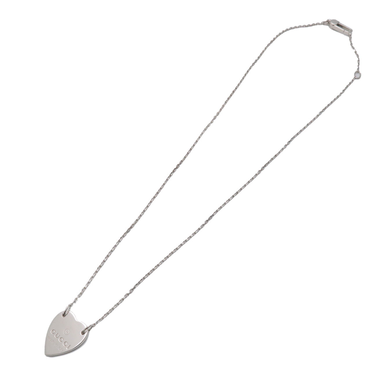 GUCCI Heart Plate Necklace SV925 Silver 223512