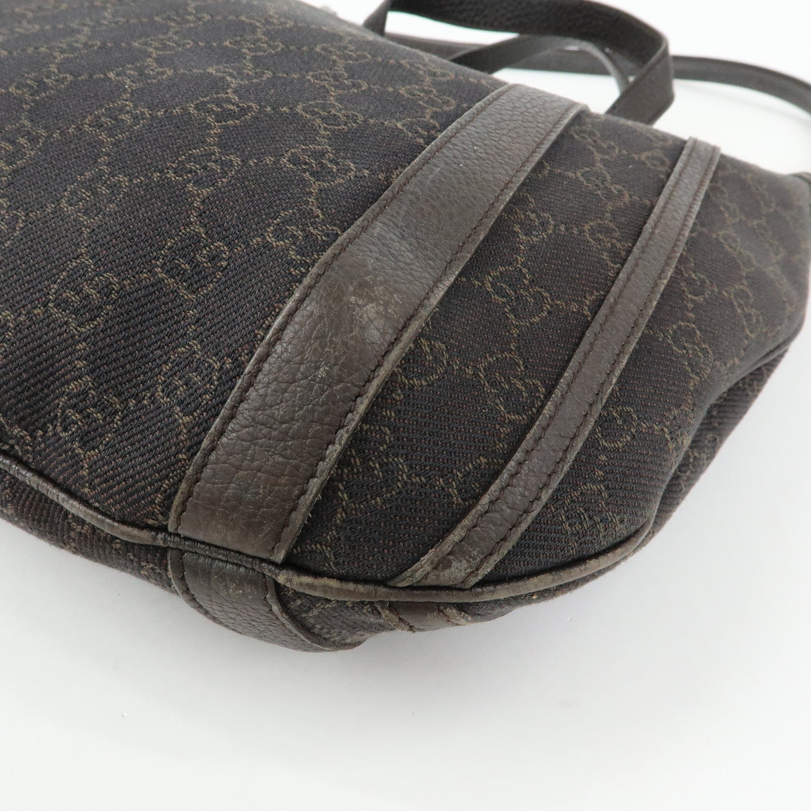 GUCCI GG Denim Leather 2Way Bag Shoulder Bag Dark Brown 268641