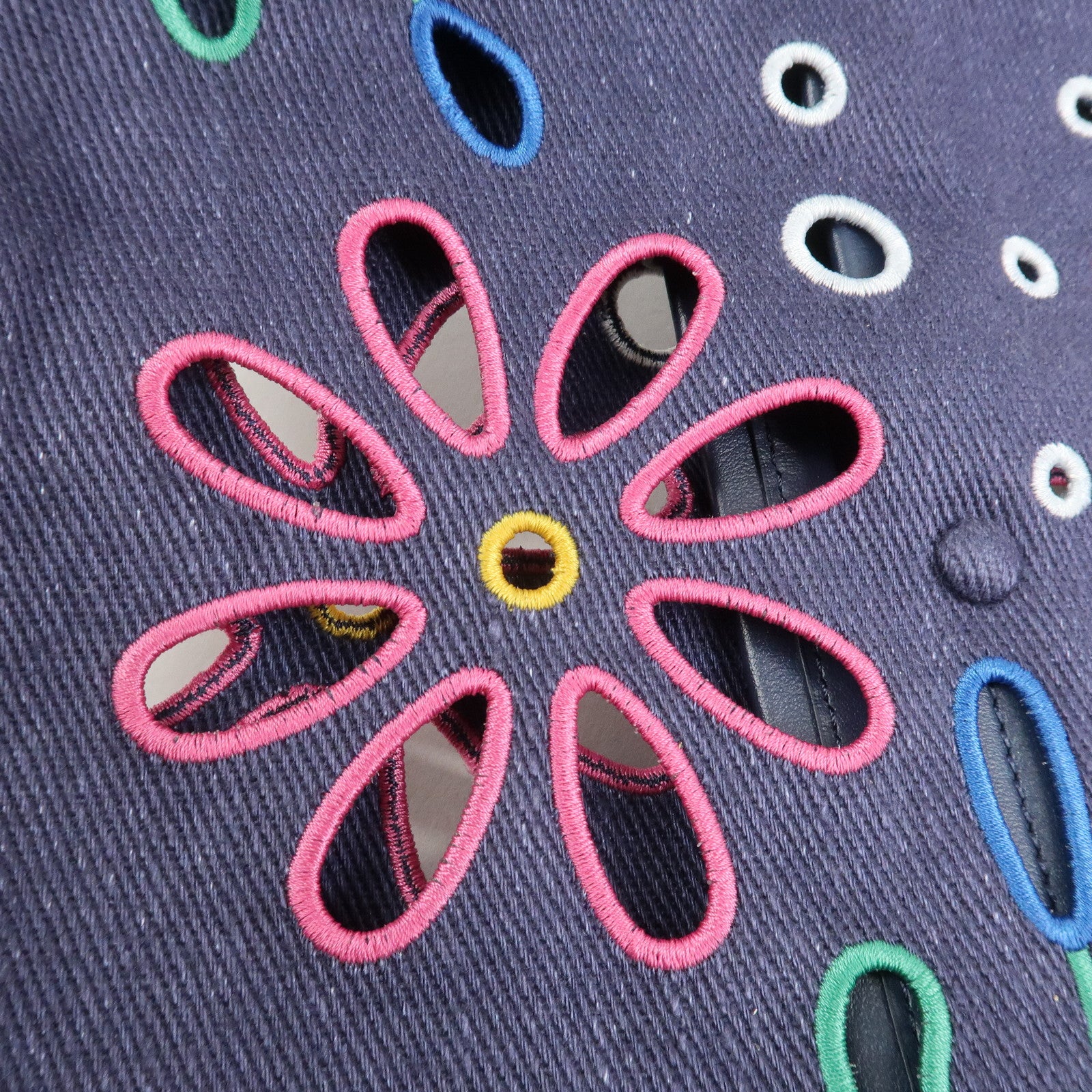 Chloe Kamilla Canvas Leather Tote Bag Shoulder Bag Navy Multicolor