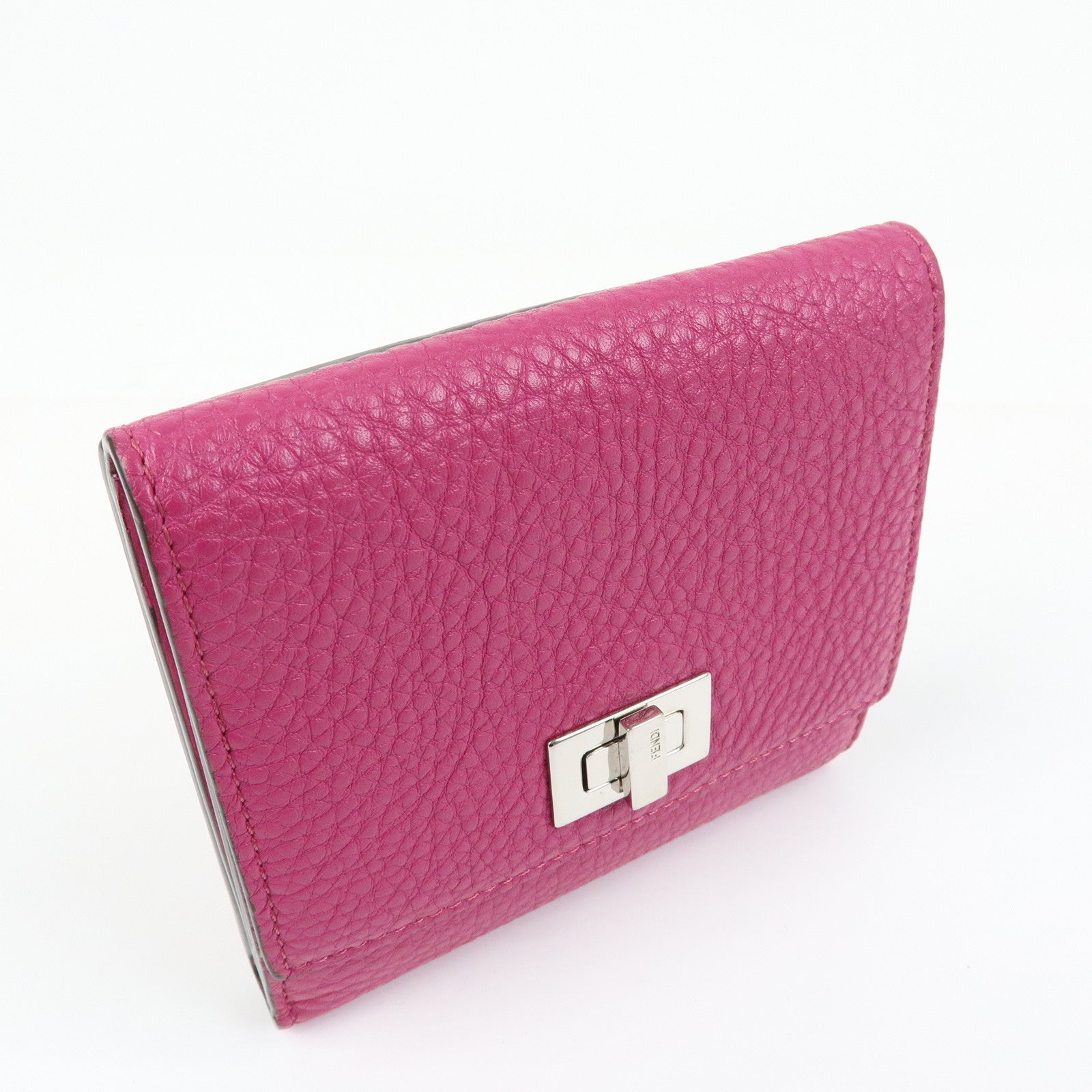 FENDI Peekaboo Leather Bi-fold Compact Wallet Pink 8M0438