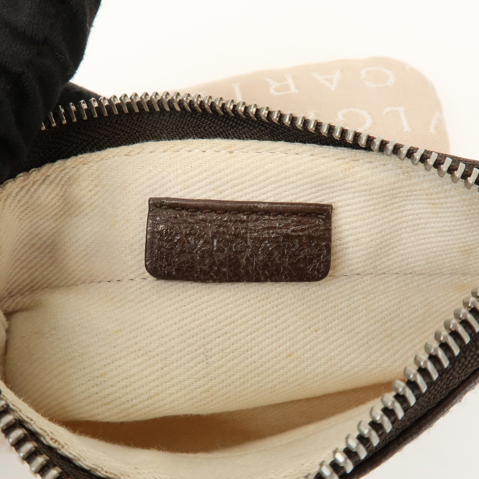 BVLGARI Logo Mania Monogram Canvas Leather Shoulder Bag Beige Brown