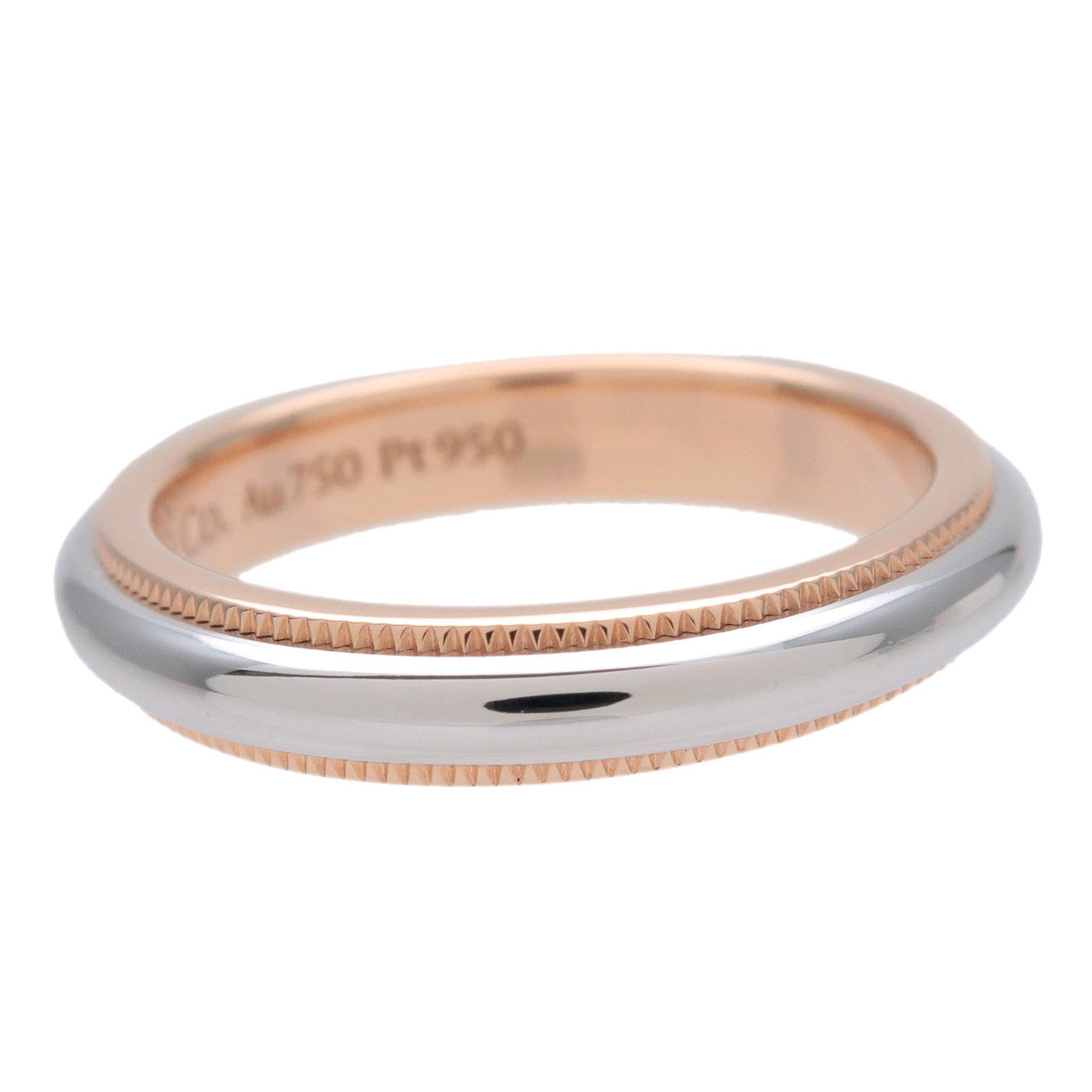 Tiffany & Co Milgrain Band Ring PT950 750YG Platinum US4.5-5
