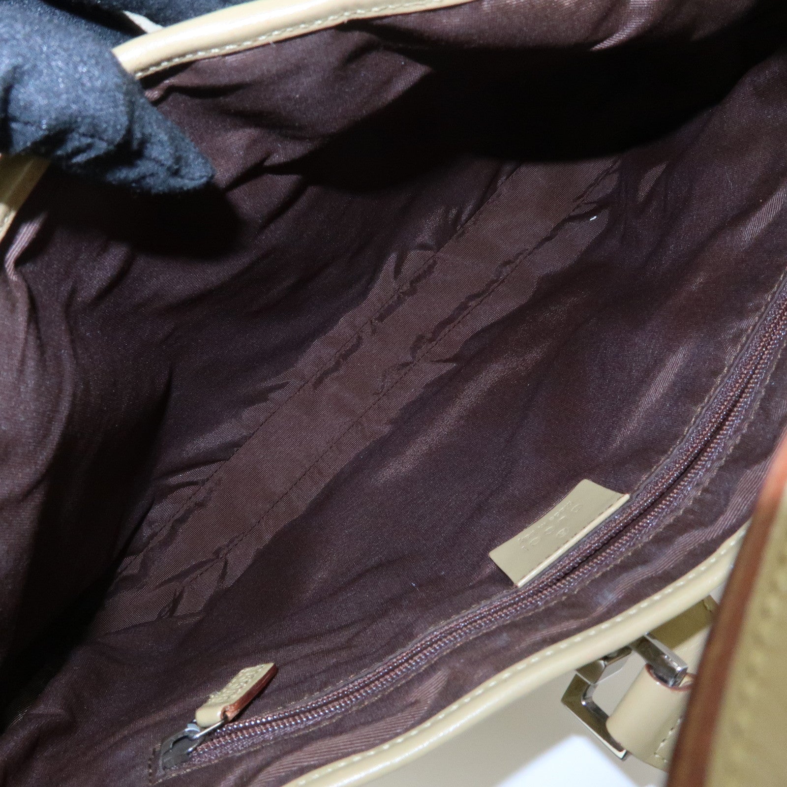 GUCCI Jackie Sherry GG Canvas Leather Shoulder Bag Khaki 00963