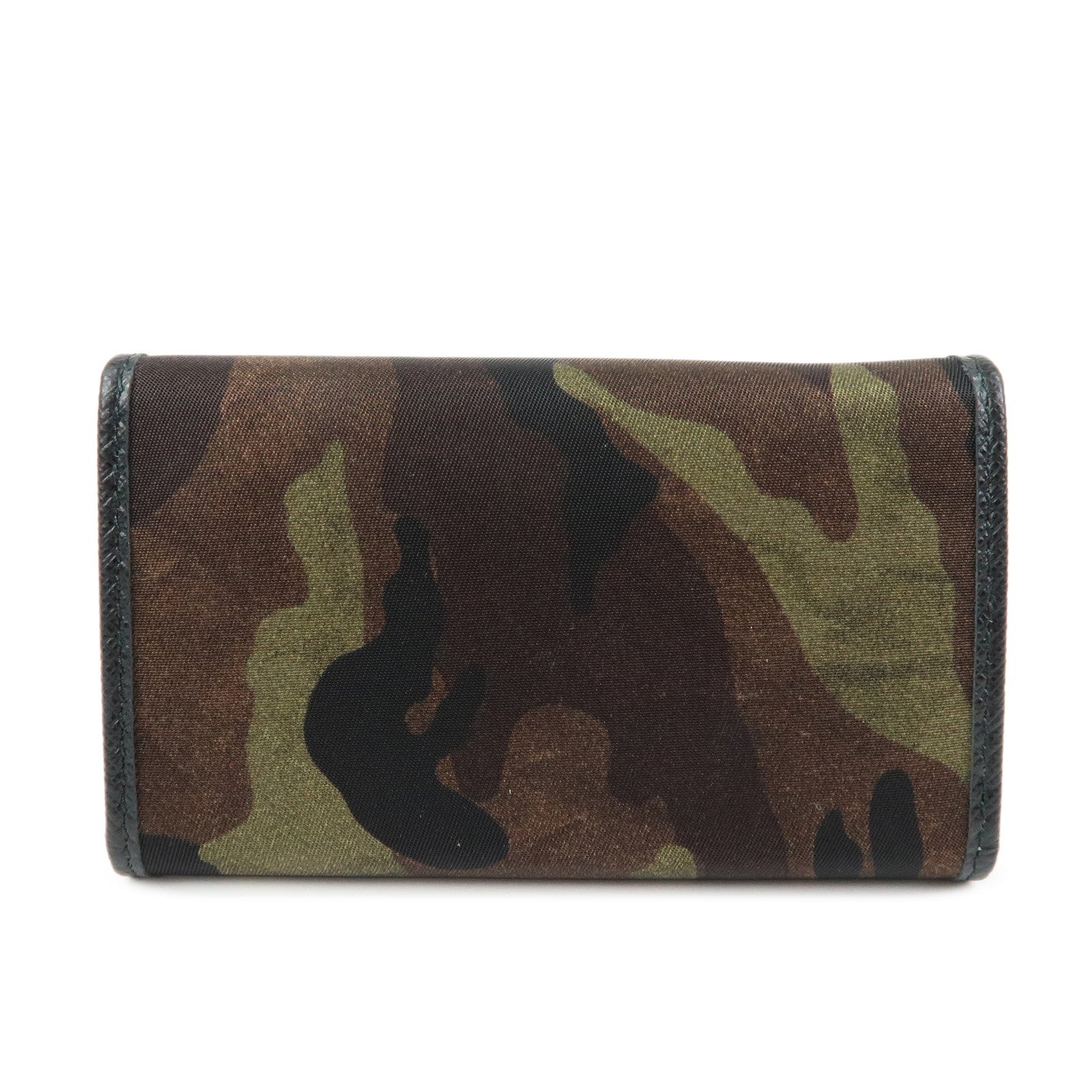 PRADA Nylon Leather 6 Ring Key Case Green Black 1PG222