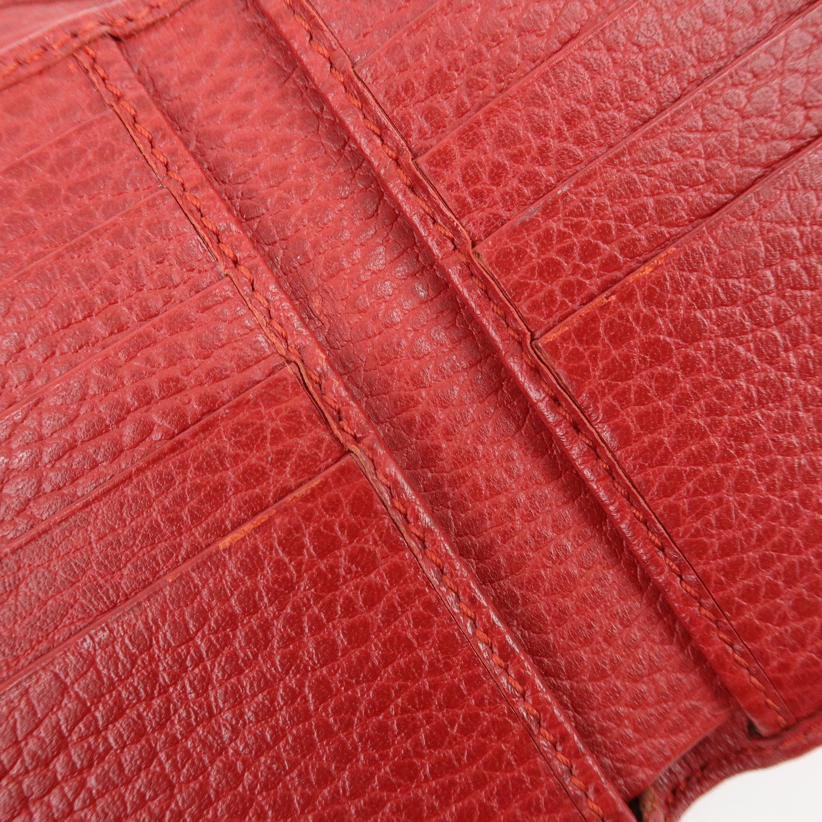 GUCCI Double G Leather Bi-fold Compact Wallet Red 456122