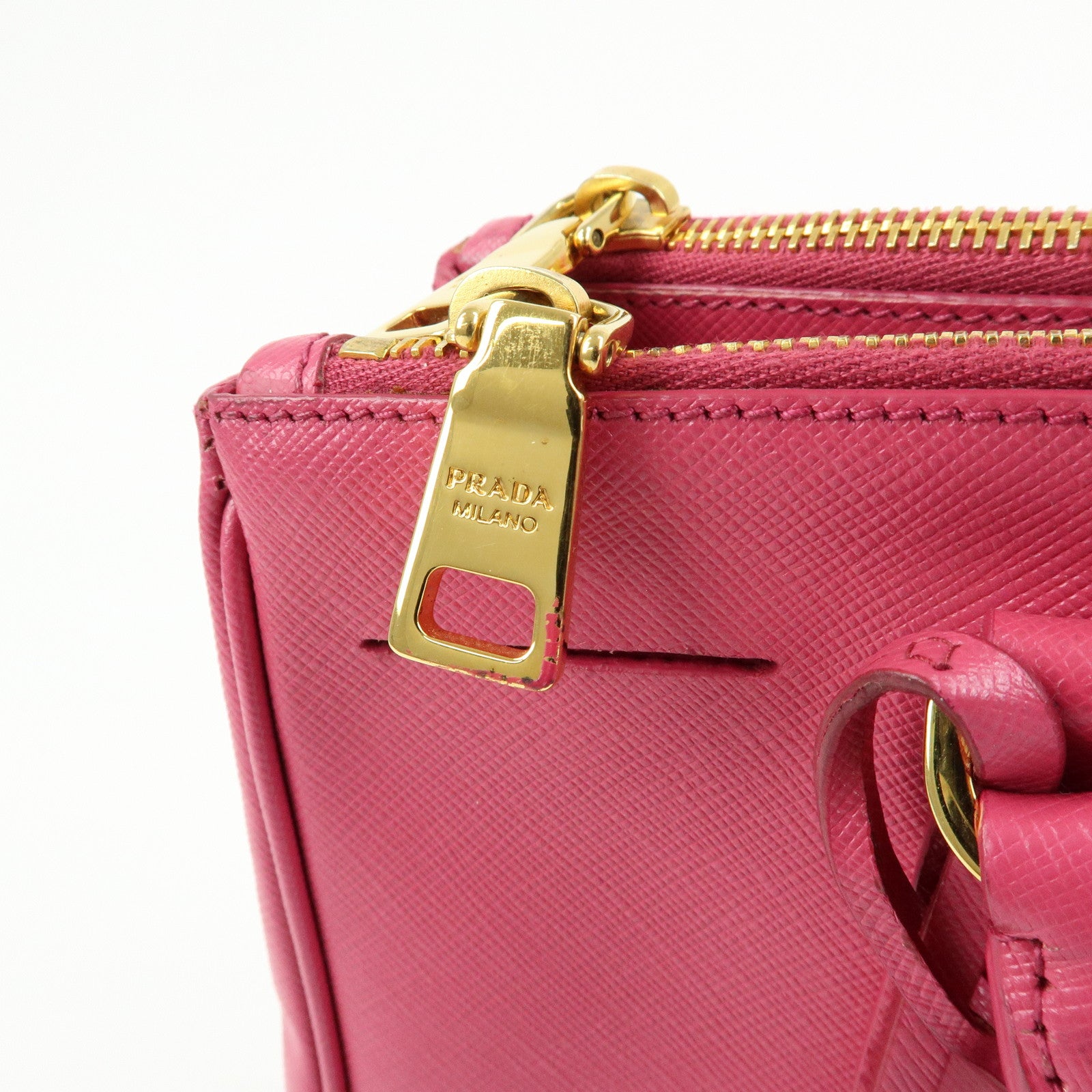 PRADA Triangle Logo Saffiano Leather 2Way Hand Bag Pink BN1801