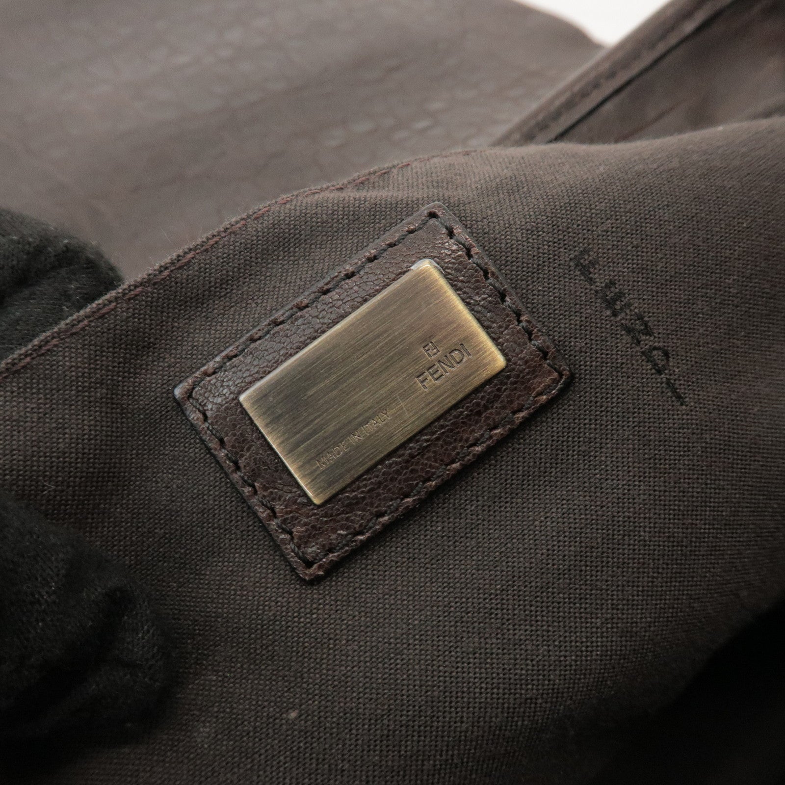 FENDI Zucca Leather PVC Coated Canvas B Bag Boston Bag Brown 8BN166