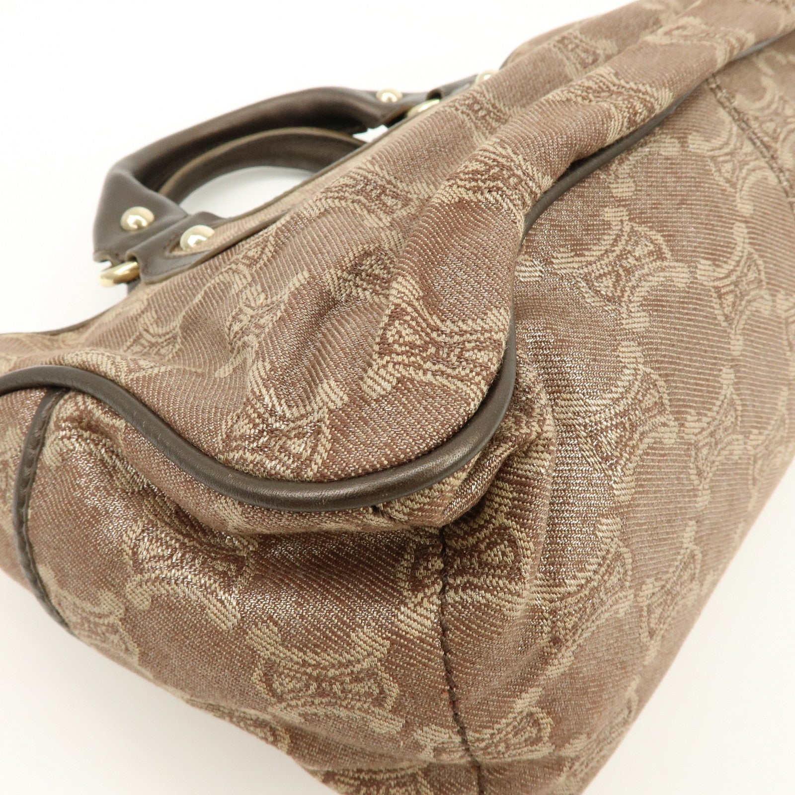 CELINE Macadam Canvas Leather Boogie Bag Hand Bag Brown