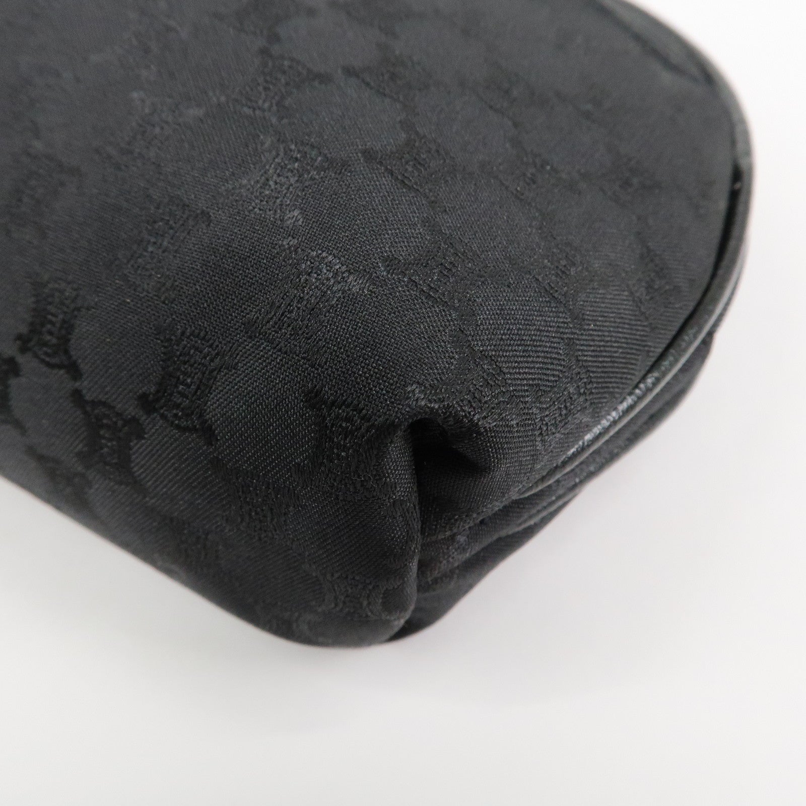 CELINE Macadam Nylon Cosmetic Pouch Logo Plate Black