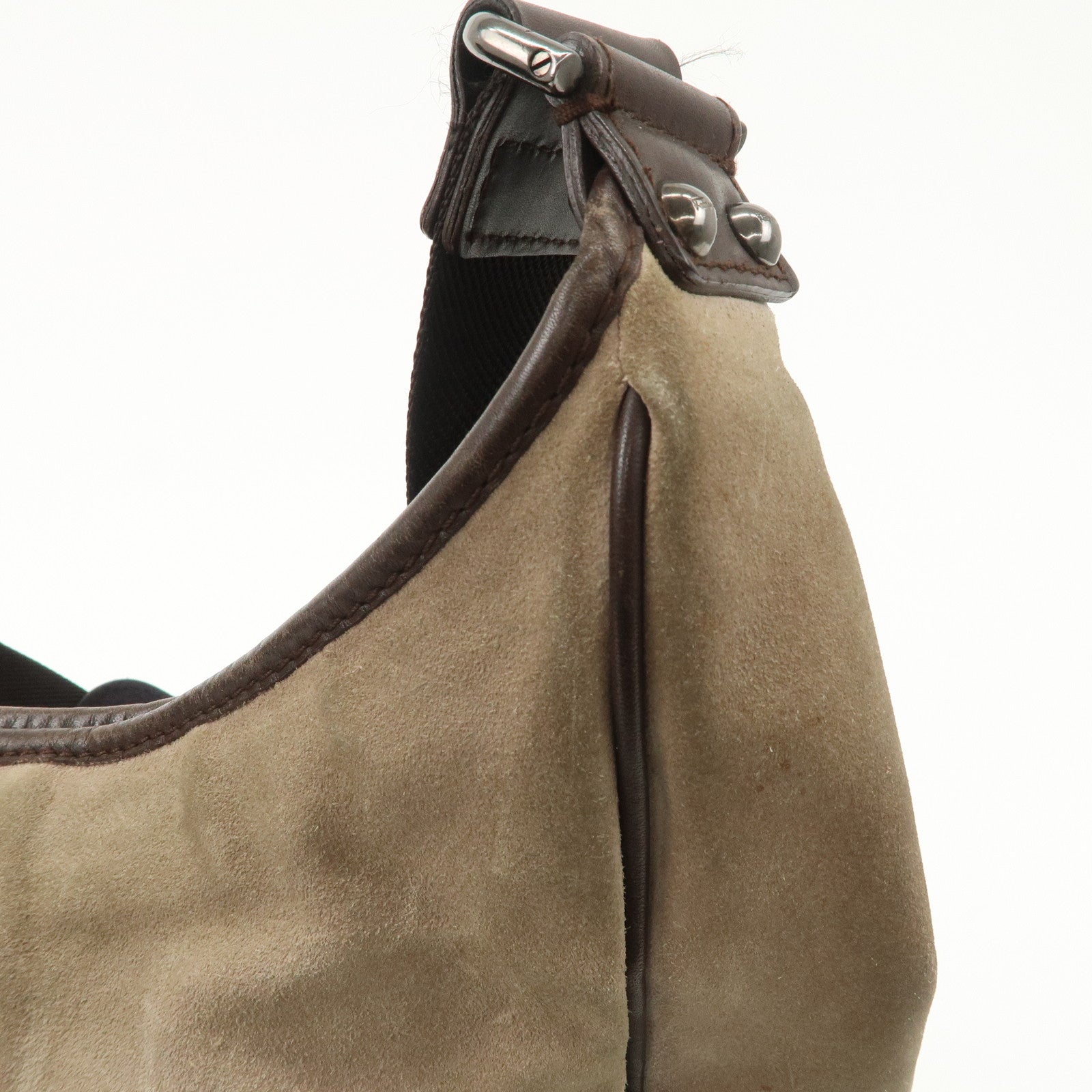 Ferragamo Gancini Suede Leather Shoulder Bag Crossbody Bag