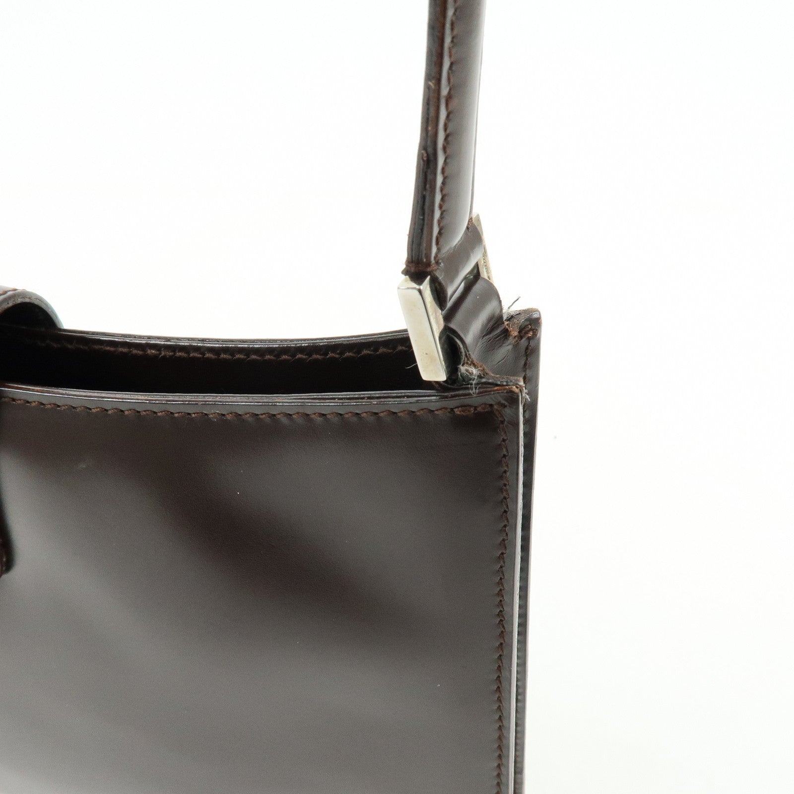 Ferragamo Vara Leather Shoulder Bag Hand Bag Brown