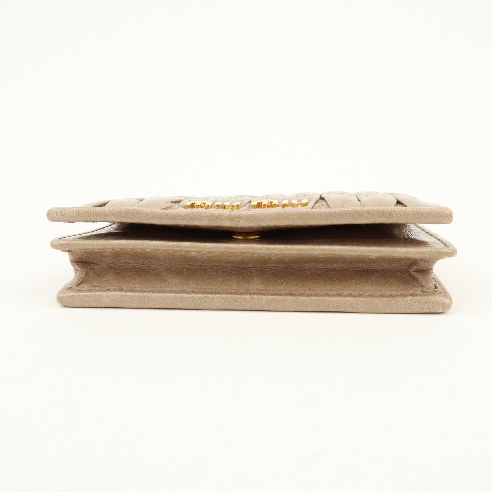 MIU MIU Matelasse Leather Card Case Card Holder Pink Beige 5MC407