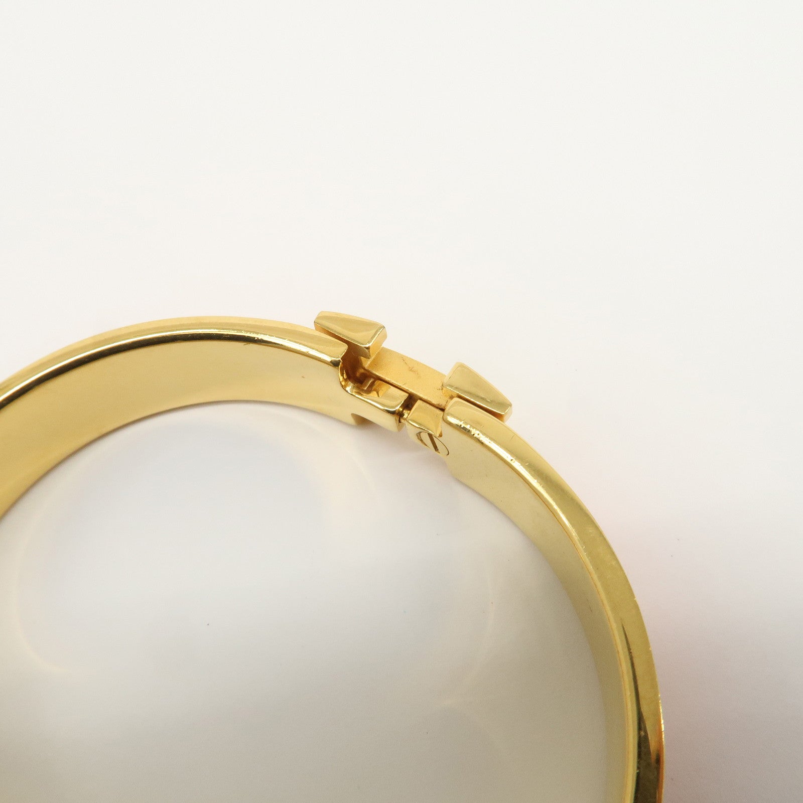 HERMES Clik Clac PM H Logo Metal Bracelet Gold Orange