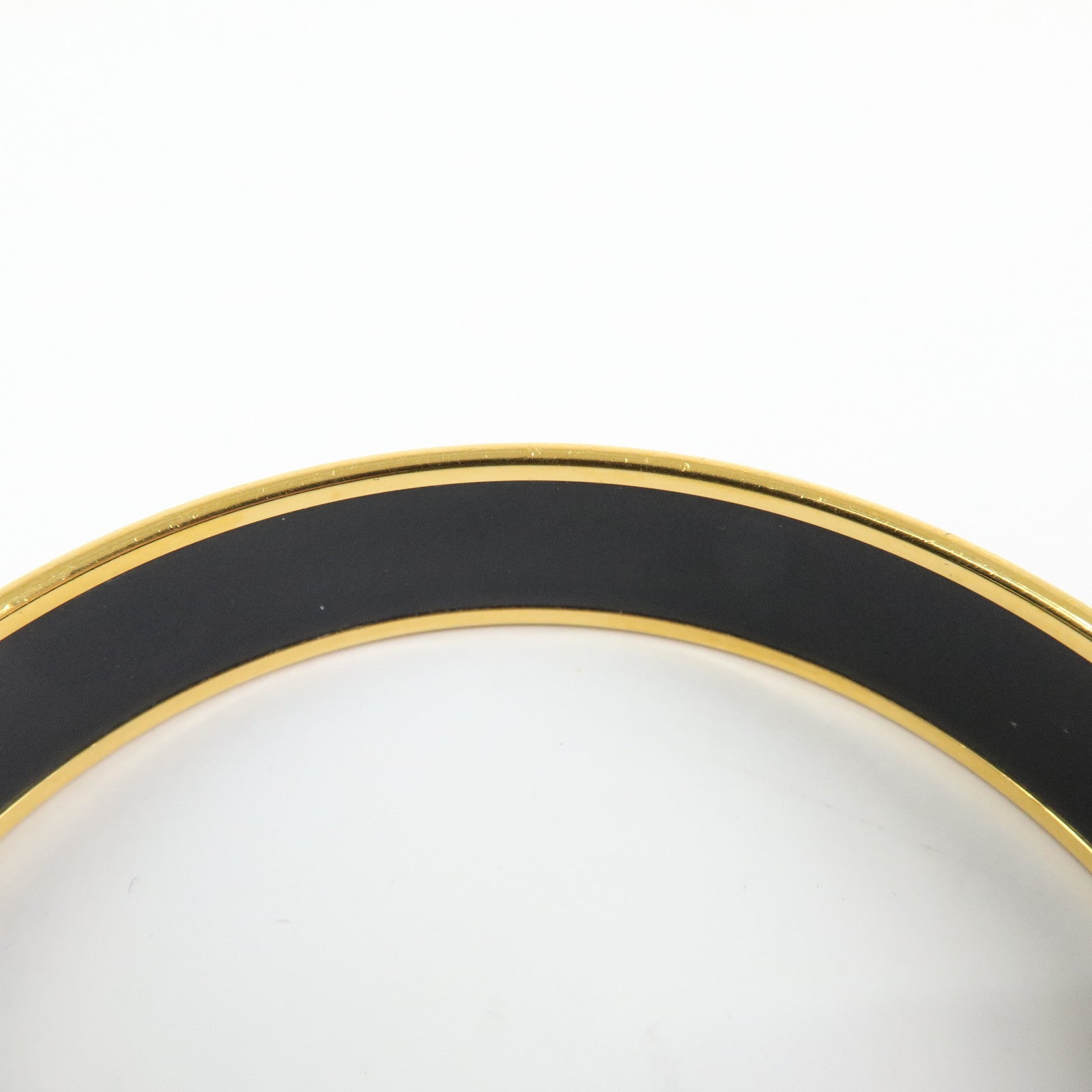 HERMES Email MM Gold Plated Bangle Bracelet Orange Gold