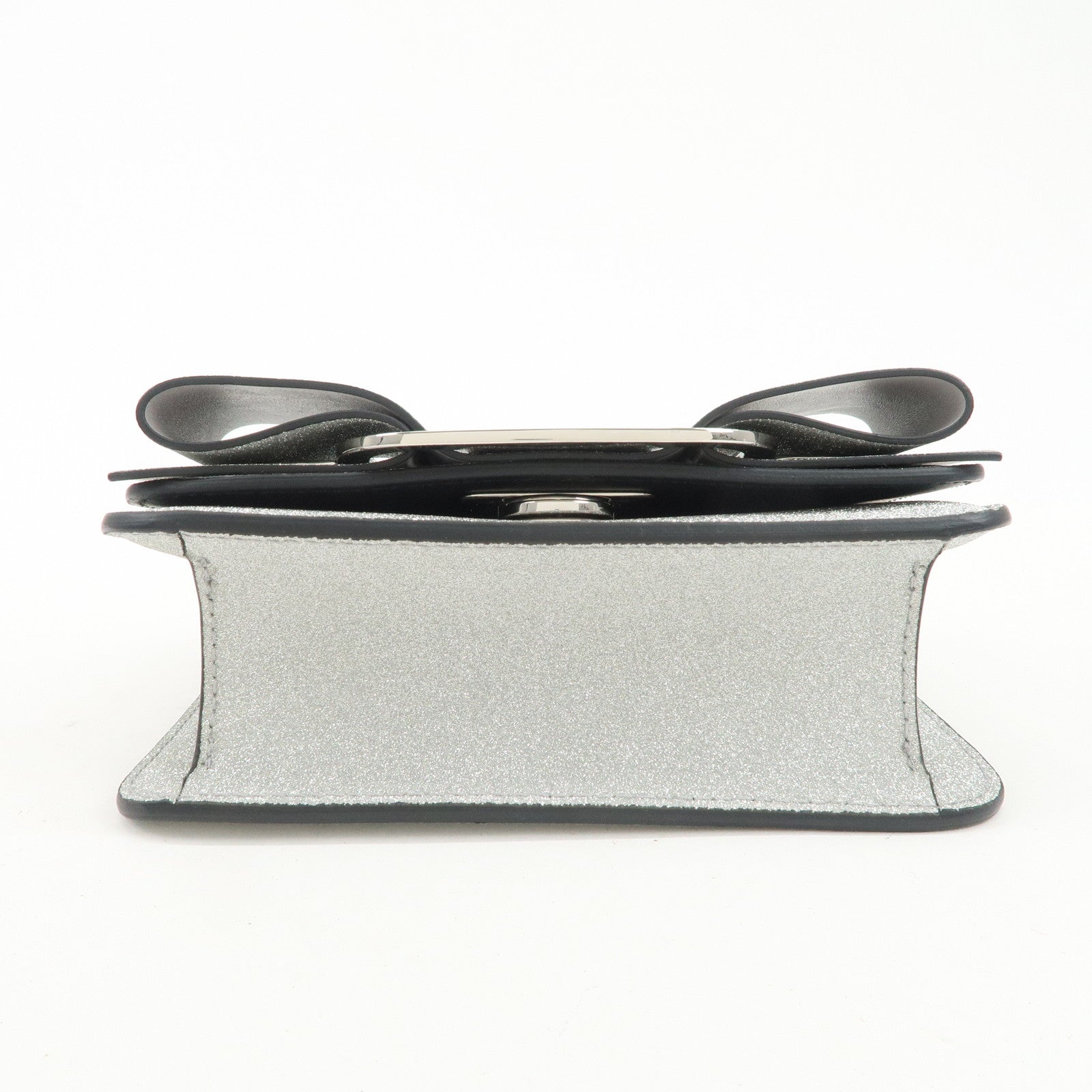 Ferragamo Vara Ribbon Leather 2WAY Bag Shoulder Bag Silver