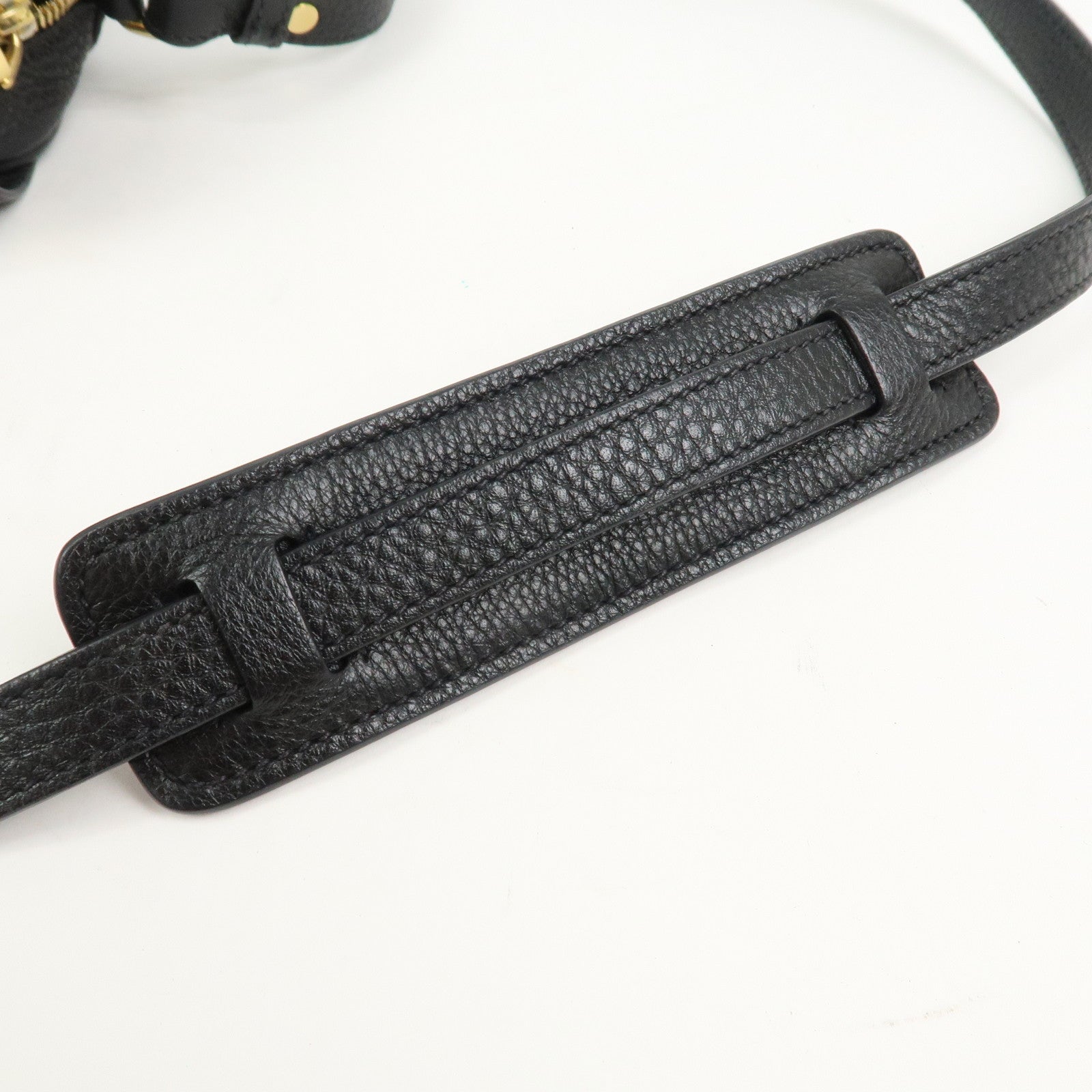 PRADA Logo Leather Shoulder Bag Black 1BD163