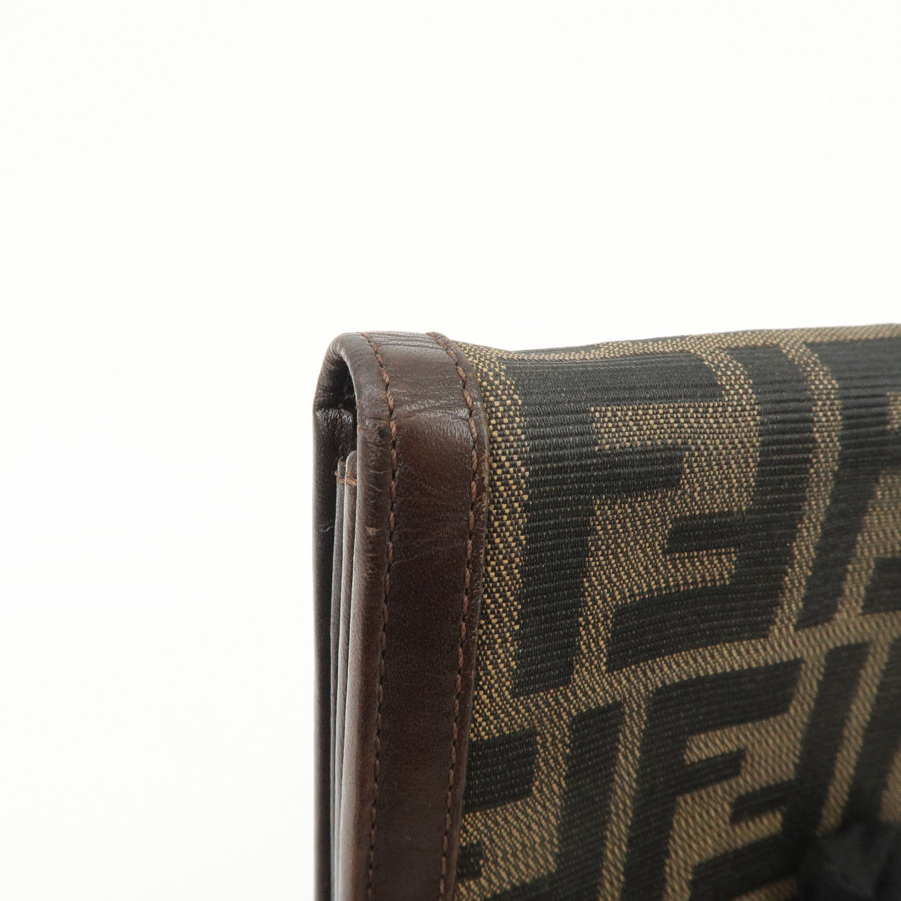 FENDI Zucca Canvas Leather Bi-Fold Long Wallet Brown 30851