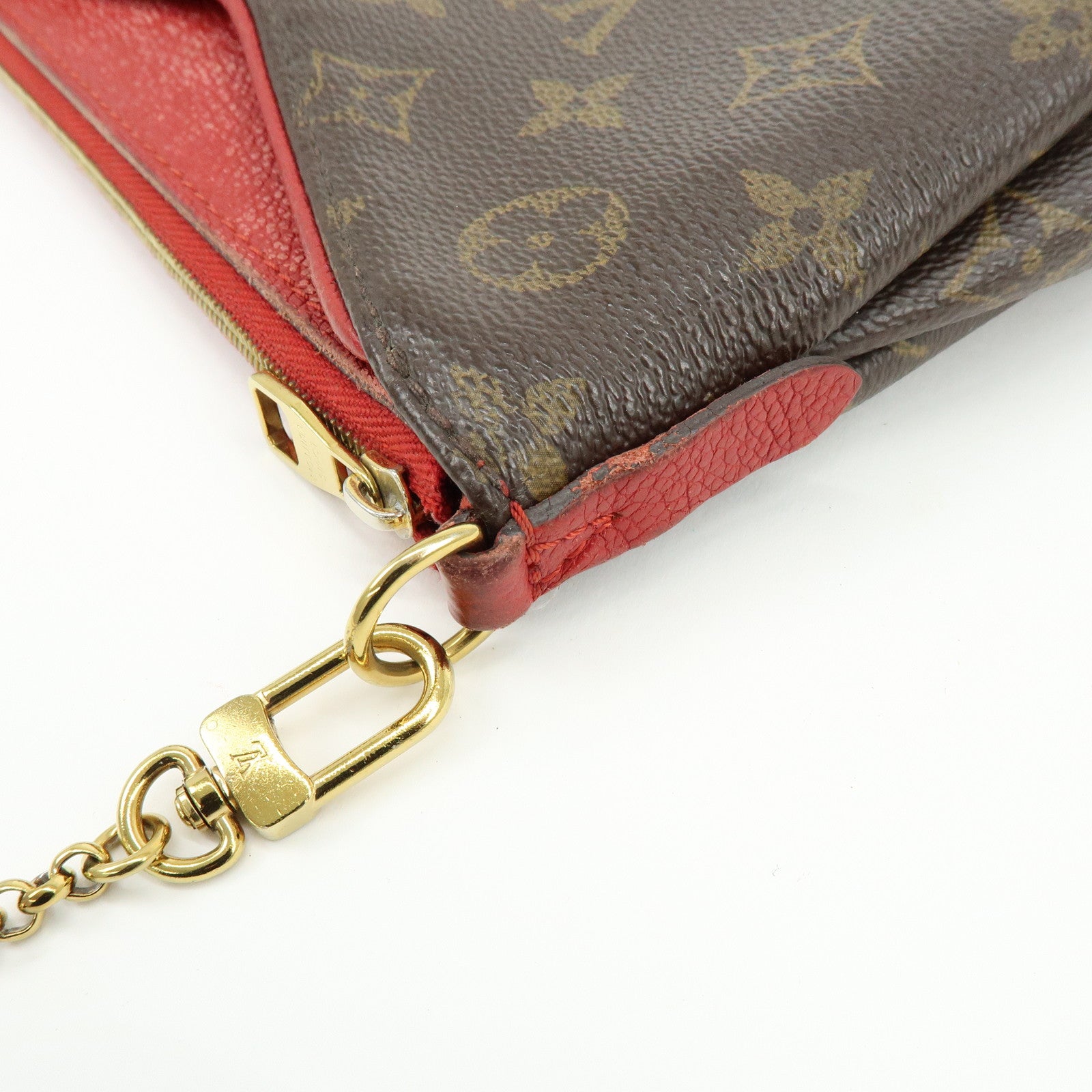 Louis Vuitton Monogram Pallas Clutch 2Way Bag Cerise M41638