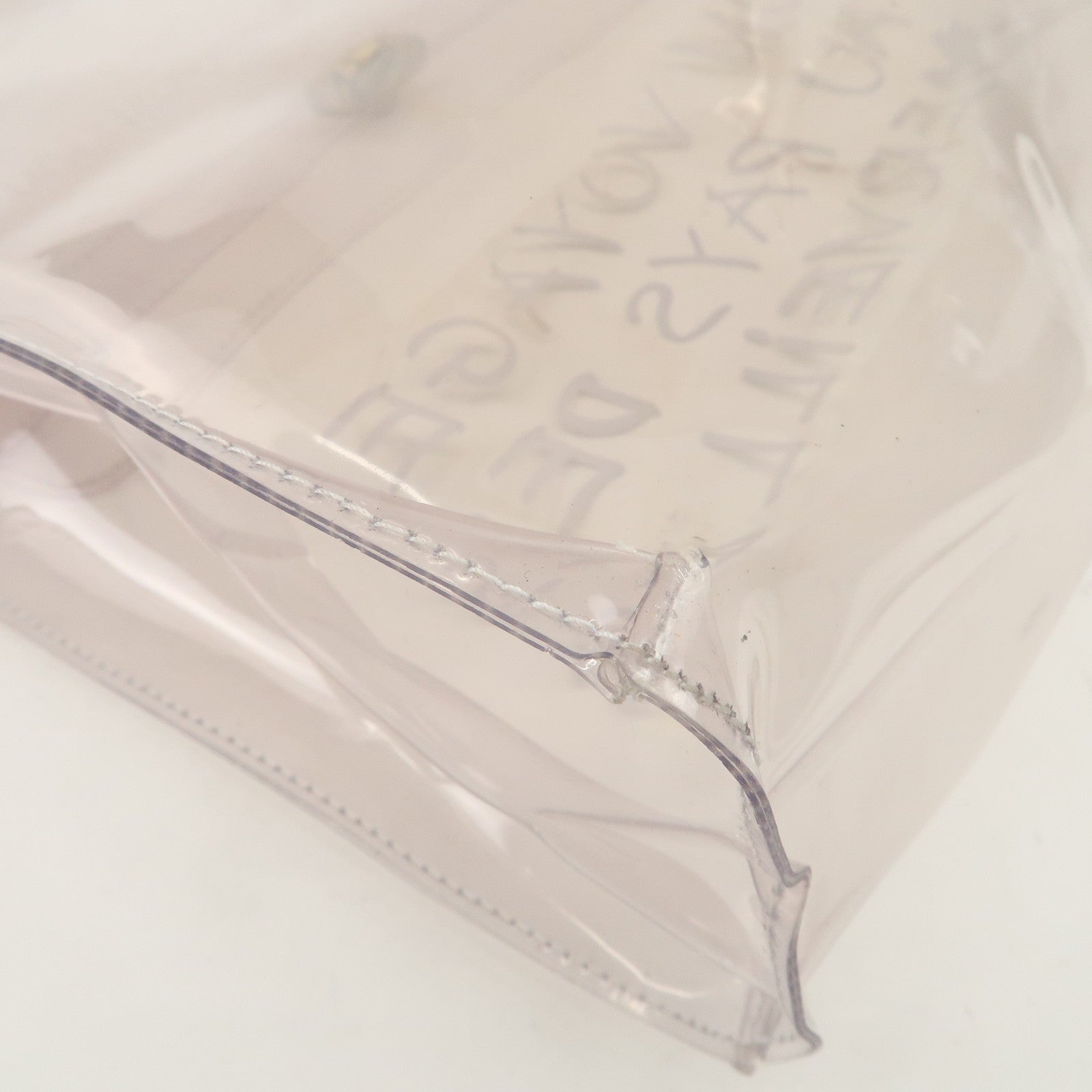 HERMES Kelly Vinyl Hand Bag Clear Transparent Gold Hardware Used