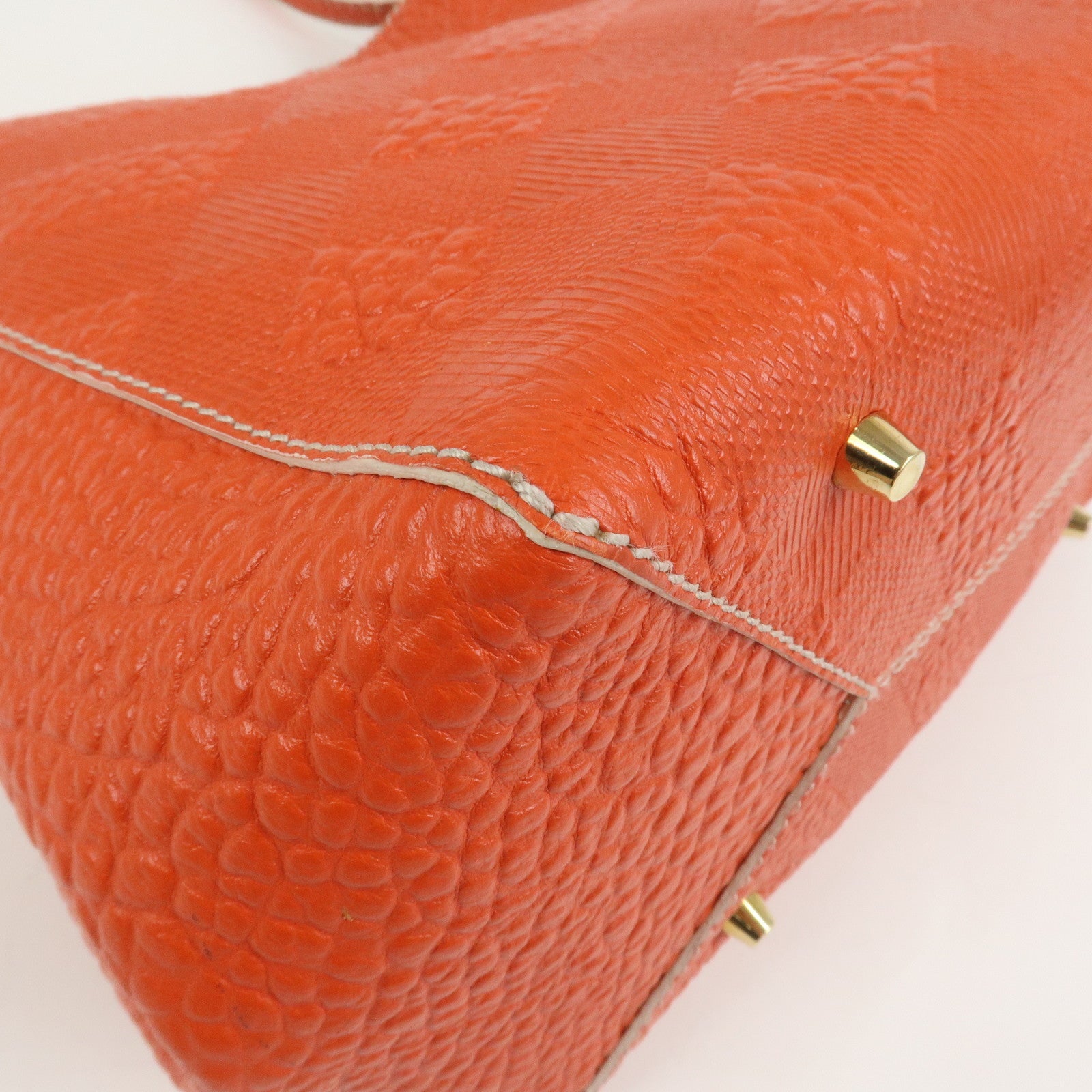 BURBERRY Logo Leather Shoulder Bag Hand Bag Orange