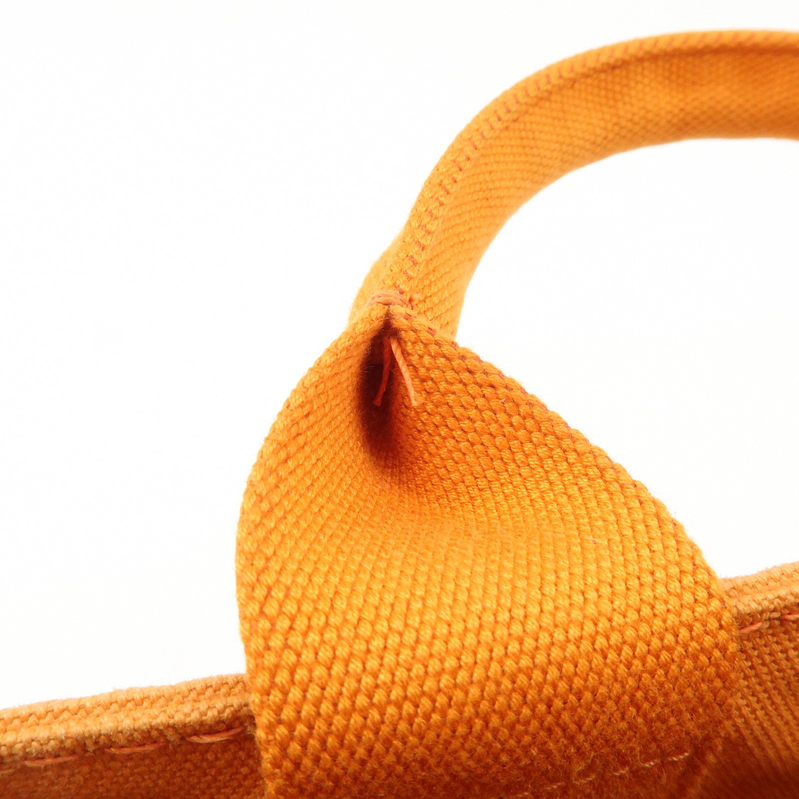 PRADA Logo Canapa Mini Canvas Tote Bag Hand Bag Orange BN2439
