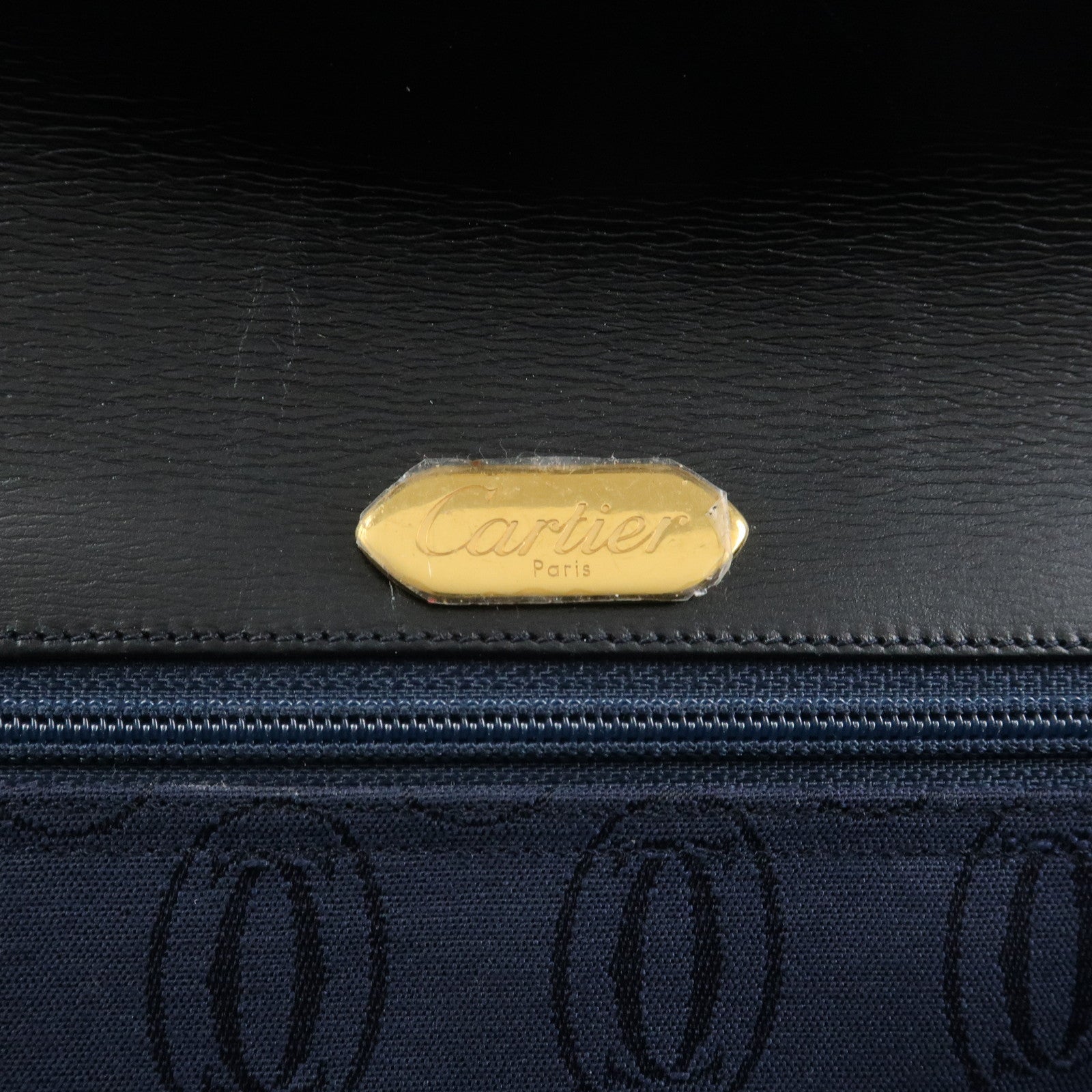 Cartier Sapphire Line Leather Sapphire Chain Shoulder Bag Black