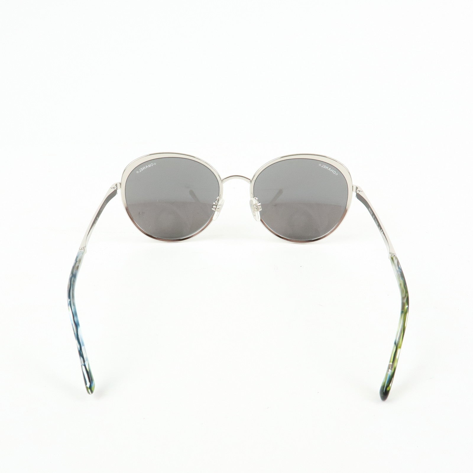 CHANEL Plastic Boston MirrorLens Sunglasses 55□18 Silver Green 4206